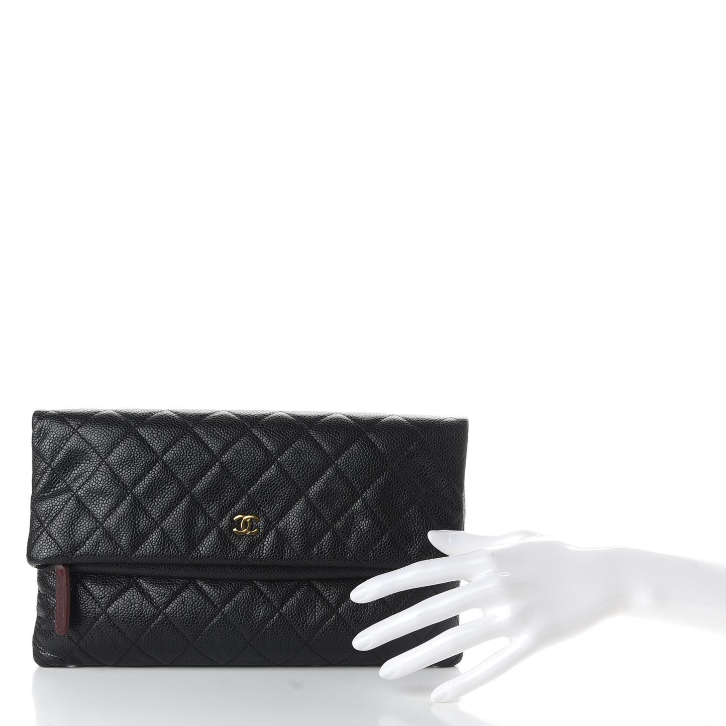 Caviar Quilted CC Beauty Clutch Black