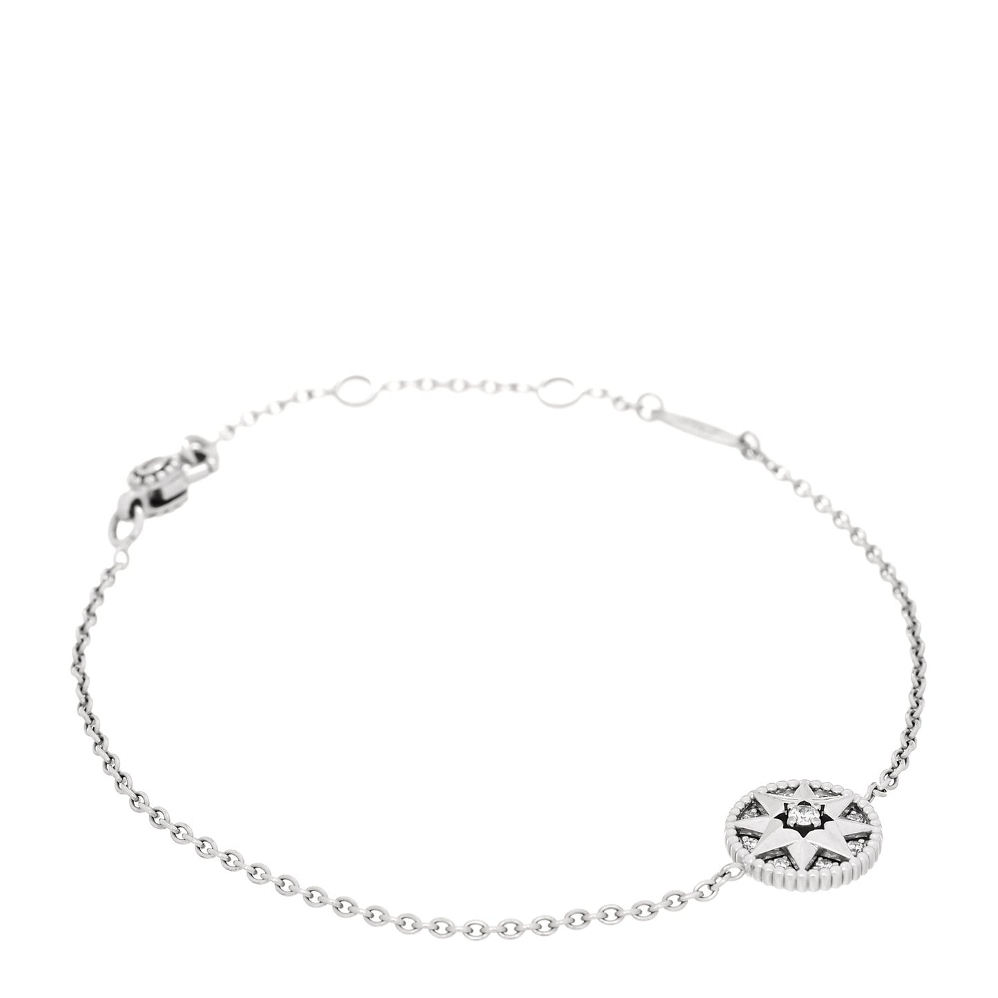 18K White Gold Pave Diamond Rose Des Vents Bracelet