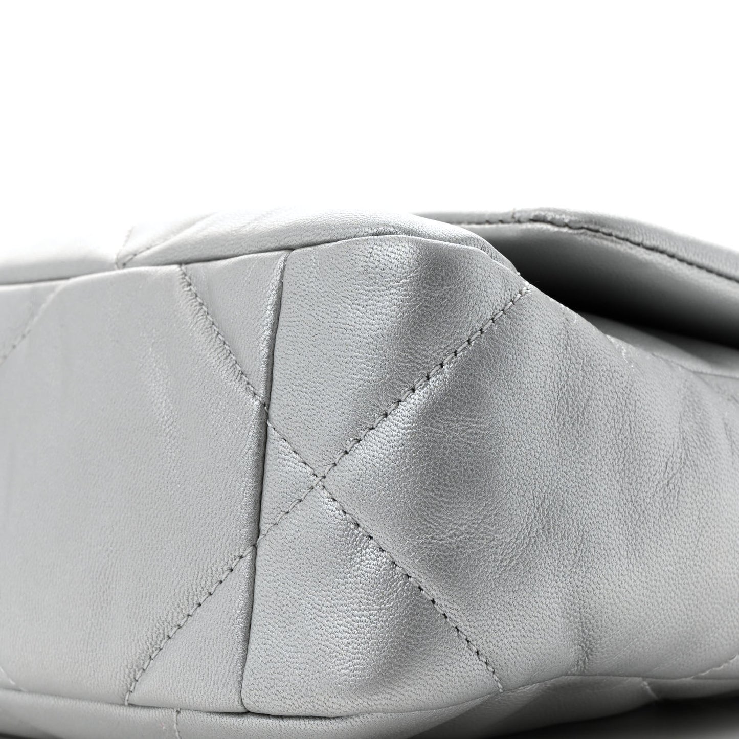 Metallic Lambskin Quilted Medium Chanel 19 Flap Silver