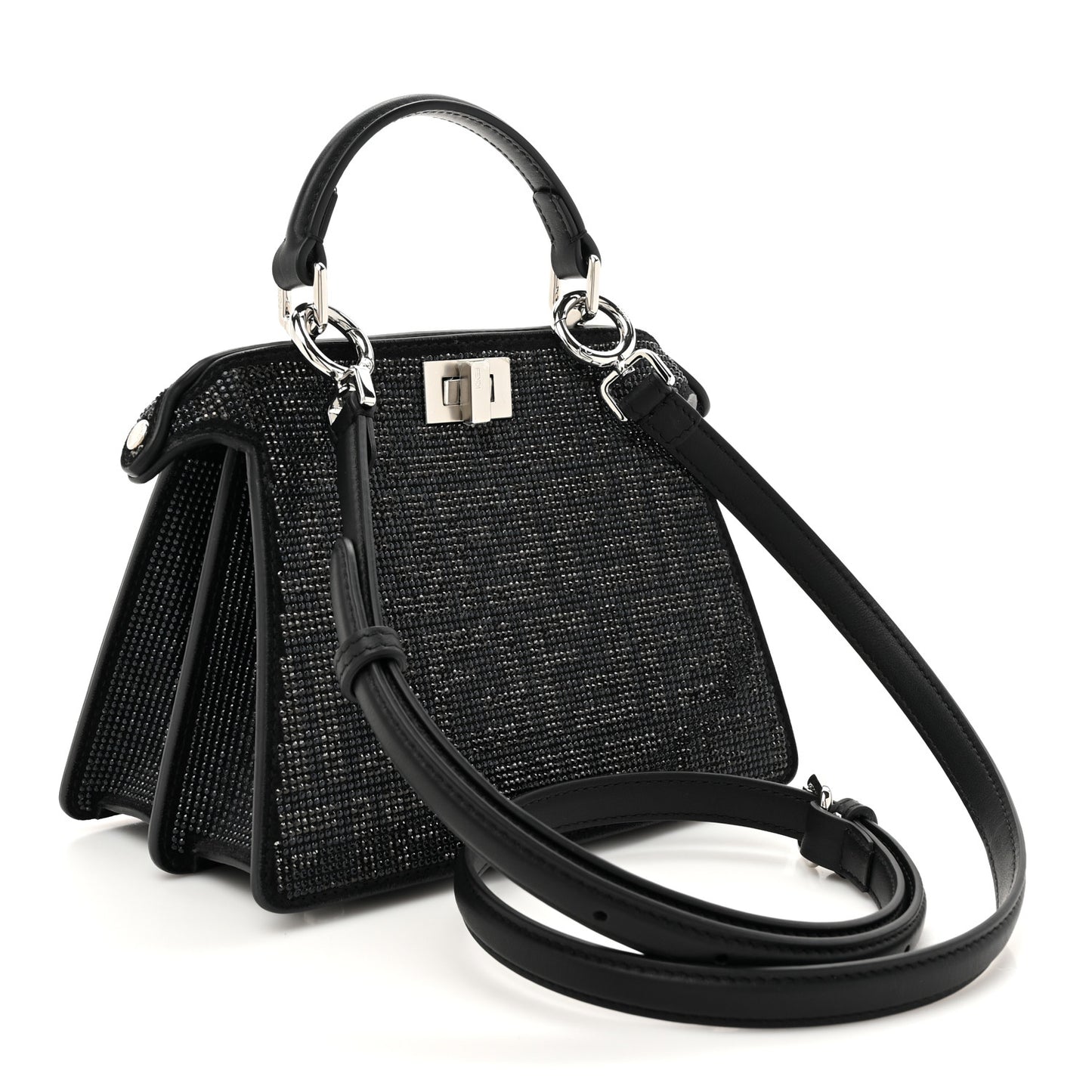 Crystal Shiny Nappa FF Petite Peekaboo I SEE U Satchel Black