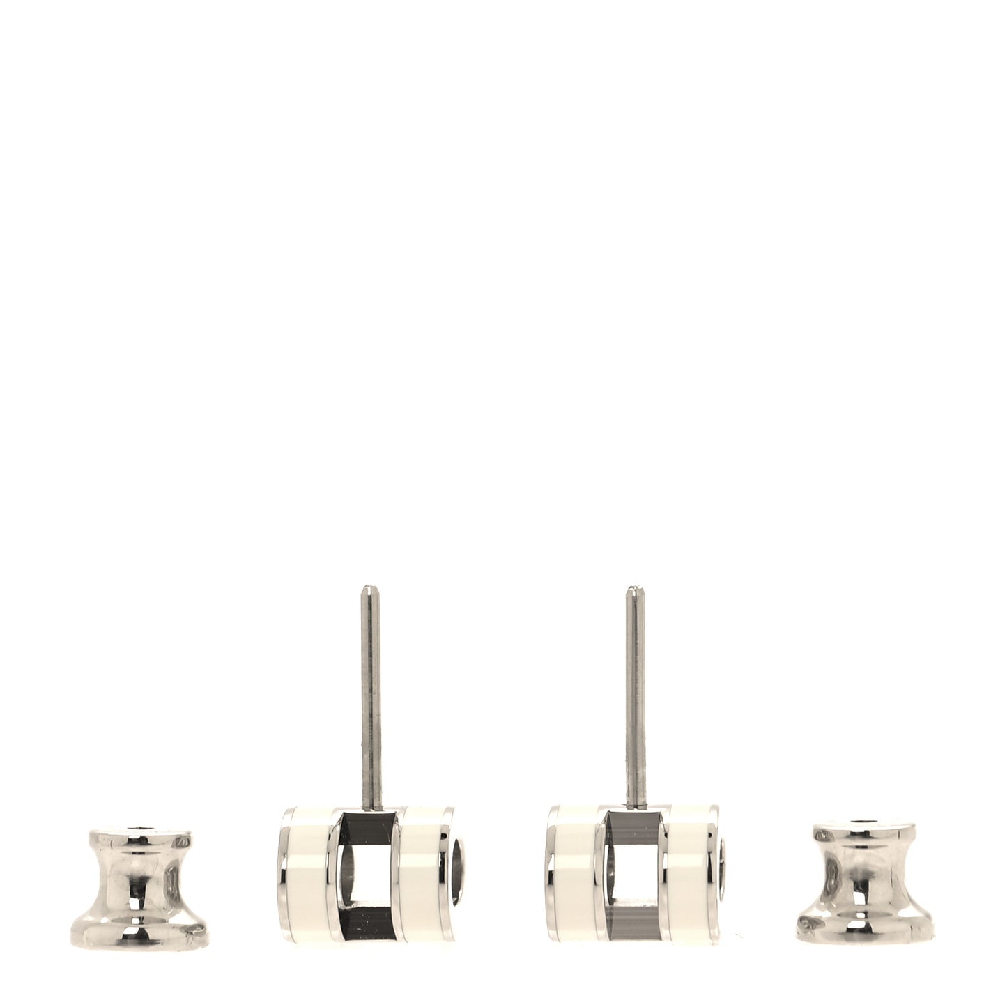 Palladium Lacquered Mini Pop H Earrings White