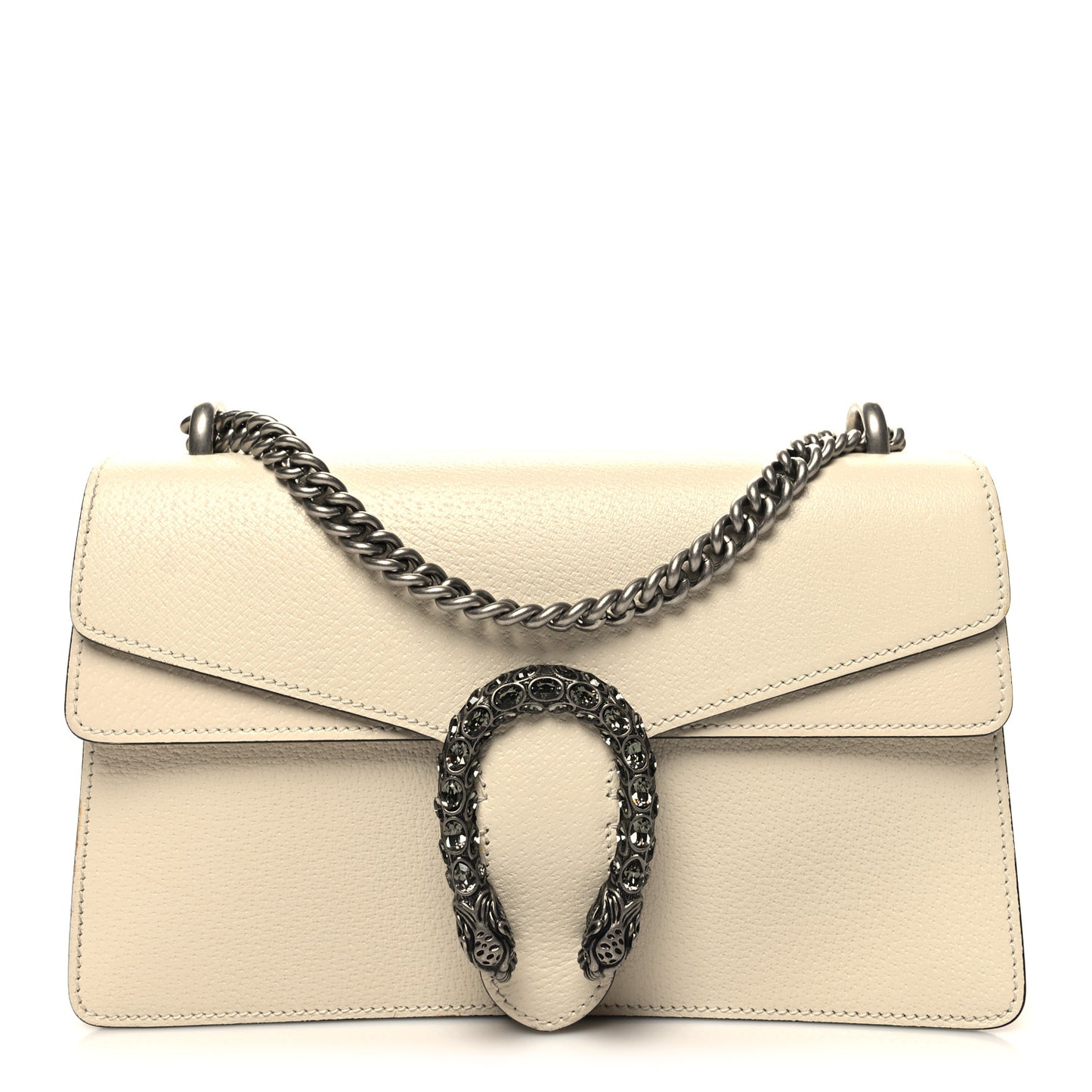 Textured Calfskin Crystal Small Dionysus Shoulder Bag Mystic White