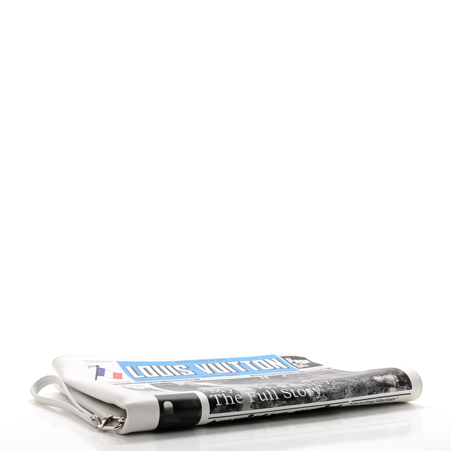 Calfskin Newspaper Print Pouch