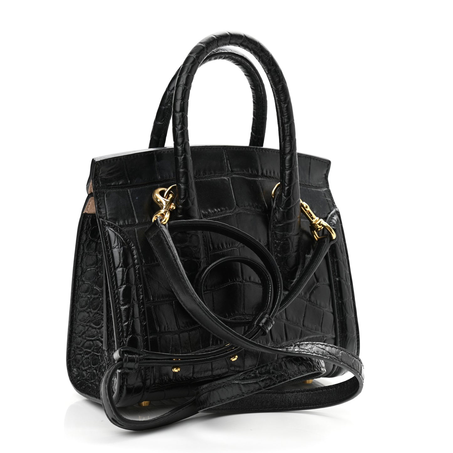 Calfskin Crocodile Embossed Mini Heroine 21 Black