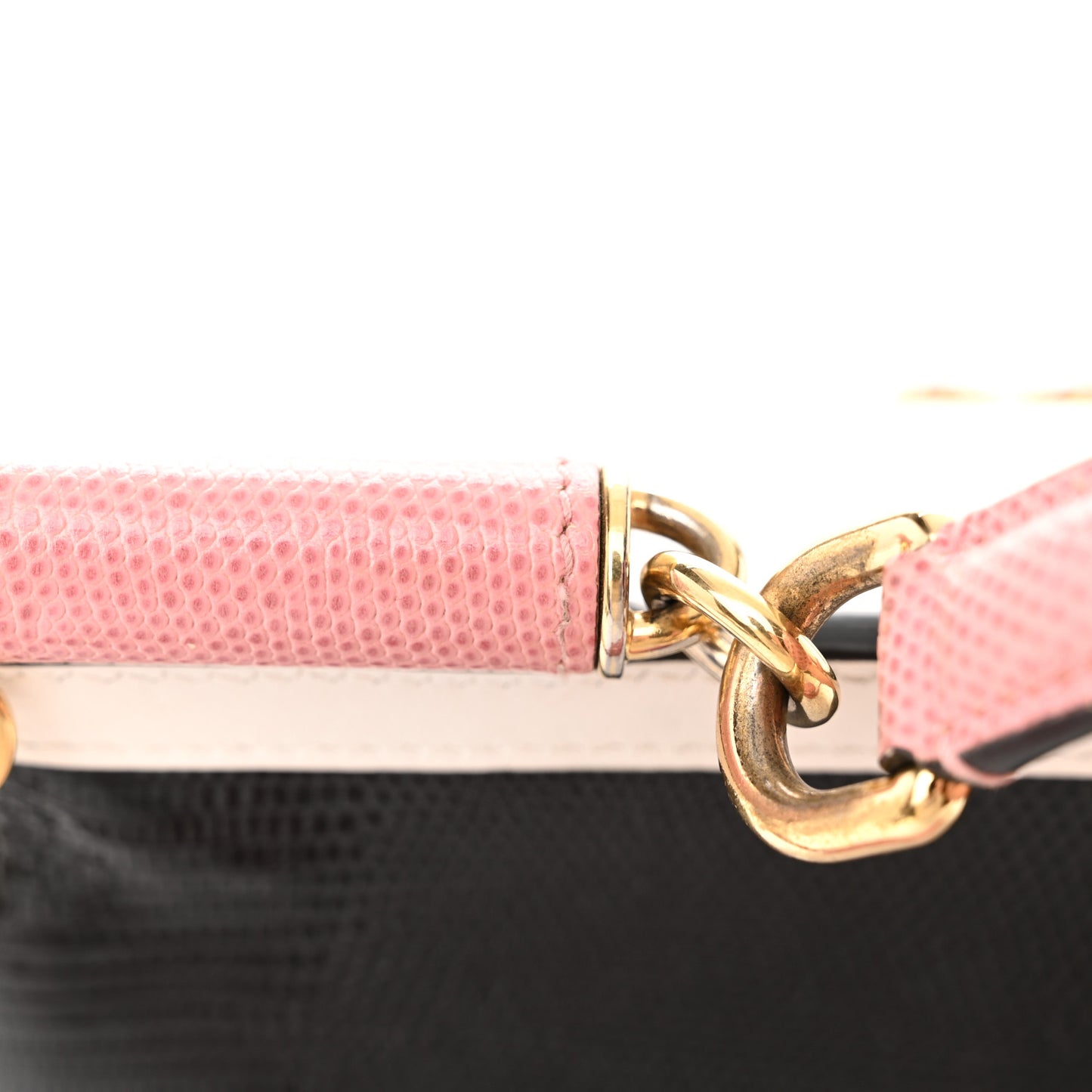 Stampa Iguana Crystal Medium Miss Sicily Satchel White Black Pink