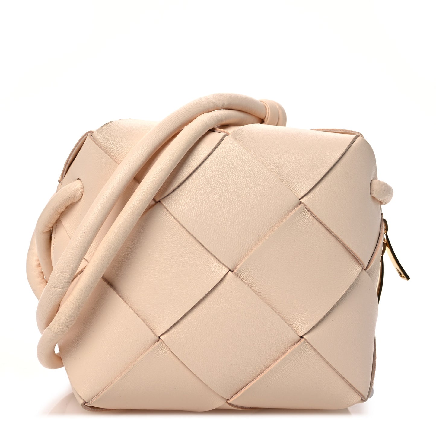 Lambskin Maxi Intrecciato Mini Cassette Camera Bag Macaroon