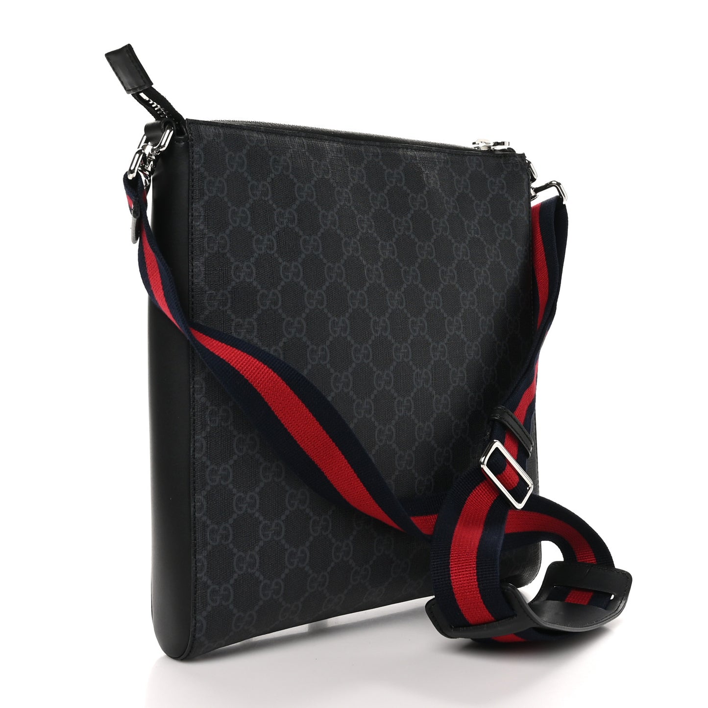 GG Supreme Monogram Night Courrier Flat Messenger Bag Black Multicolor