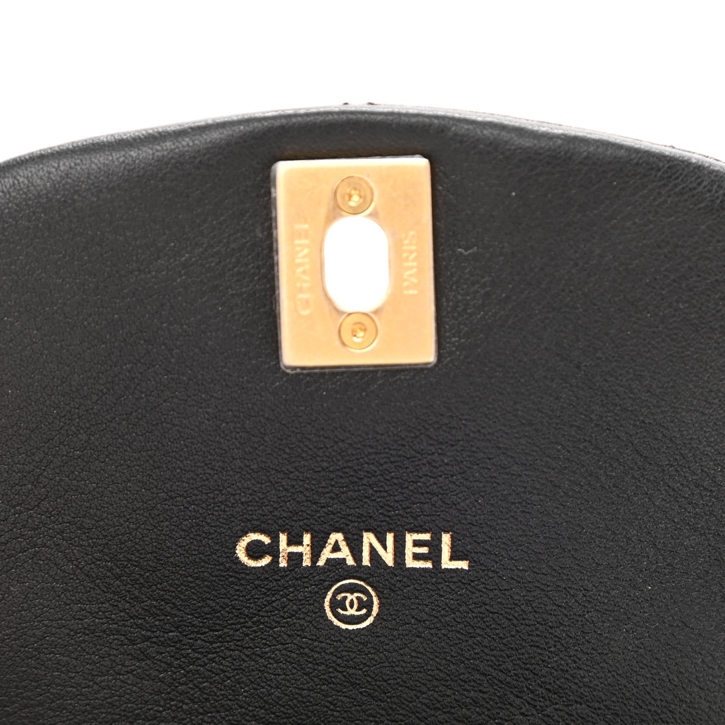 Calfskin Quilted Mini Coco Mail Clutch with Chain Black