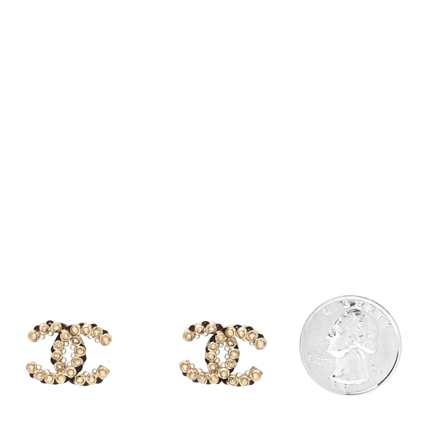 Metal Bead CC Earrings Gold