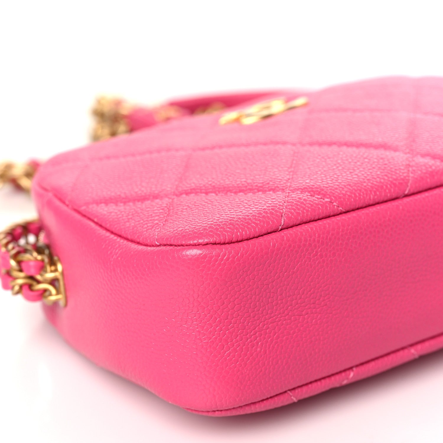 Chanel Shiny Caviar Quilted Chain Melody Camera Bag Fuchsia 8 of 9