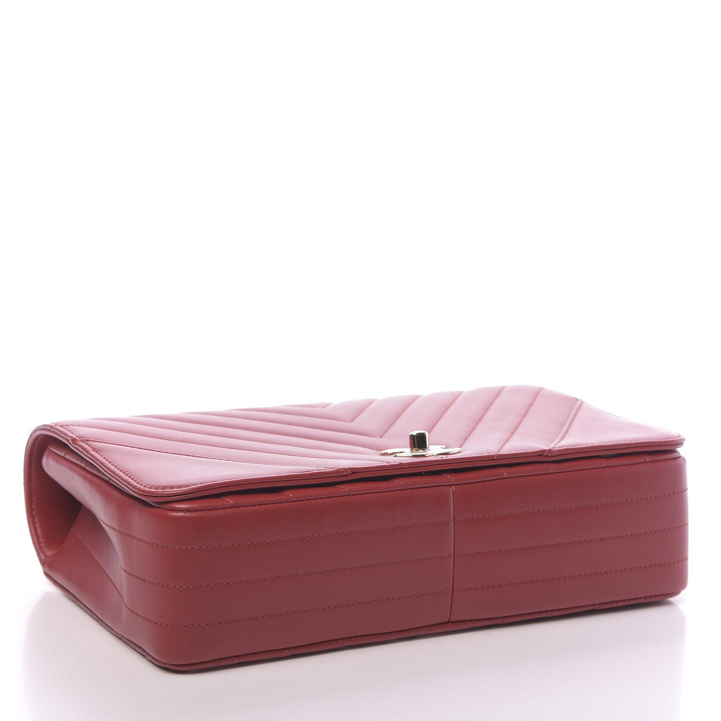 Calfskin Chevron Quilted Large Statement Flap Red