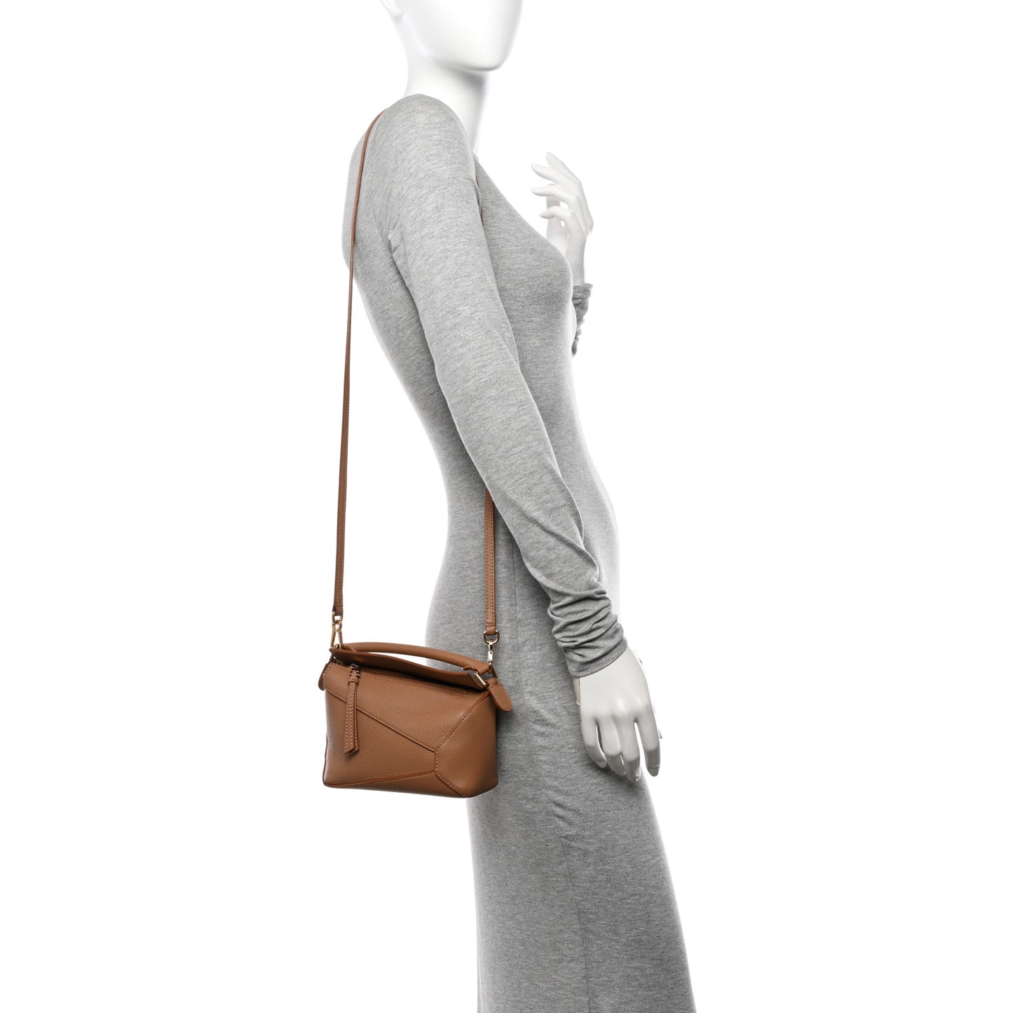 Calfskin Mini Puzzle Edge Bag Toffee