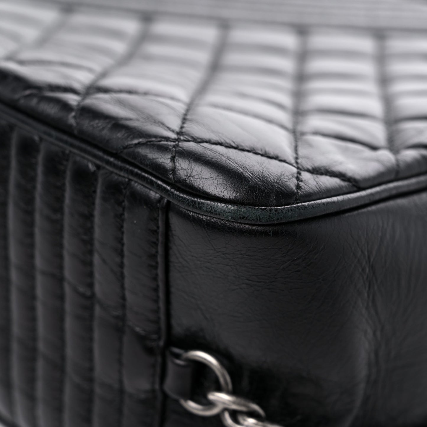Glazed Calfskin Coco Boy Camera Case Black