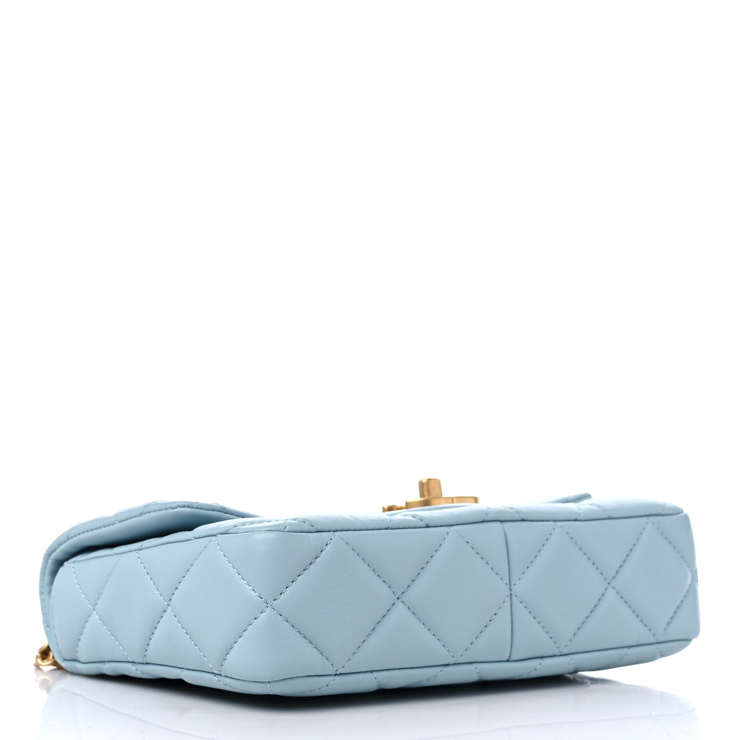 Lambskin Enamel Quilted Small Pending CC Square Flap Light Blue