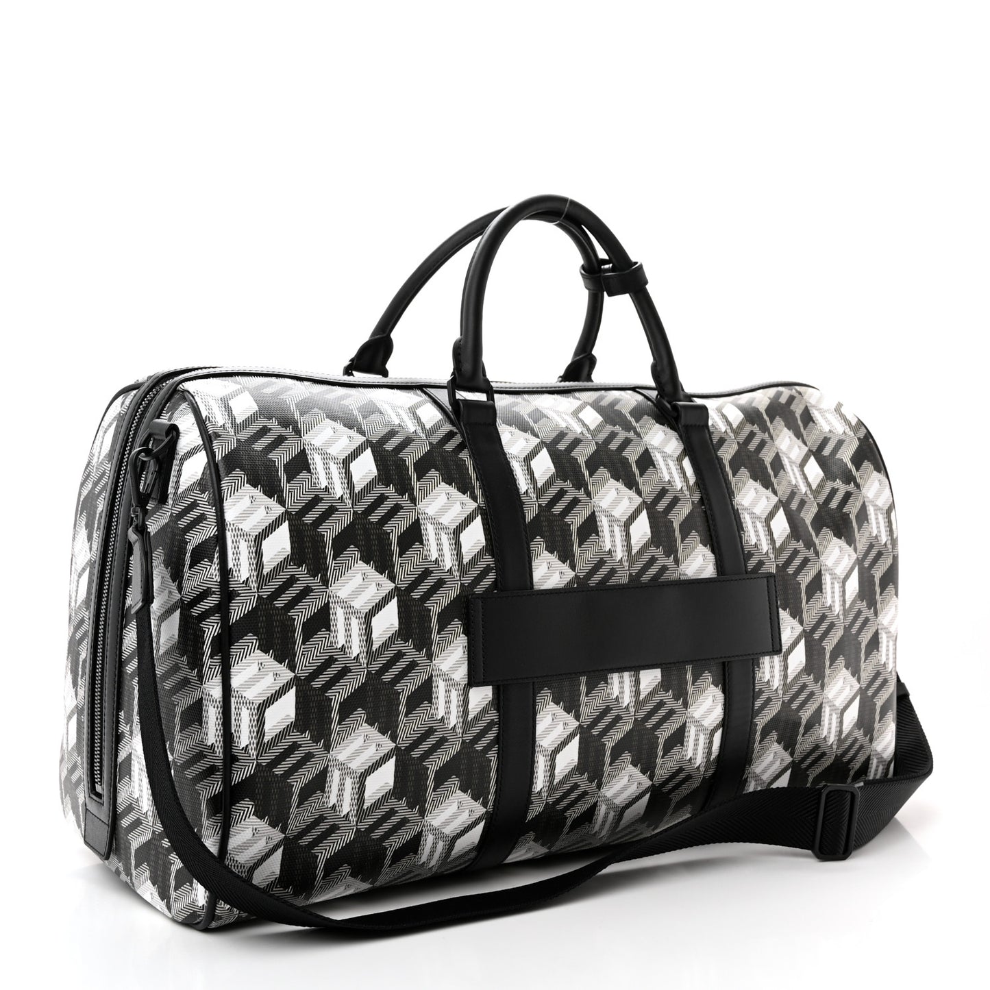 Cubic Monogram Large Traveler Weekender Bag Black White