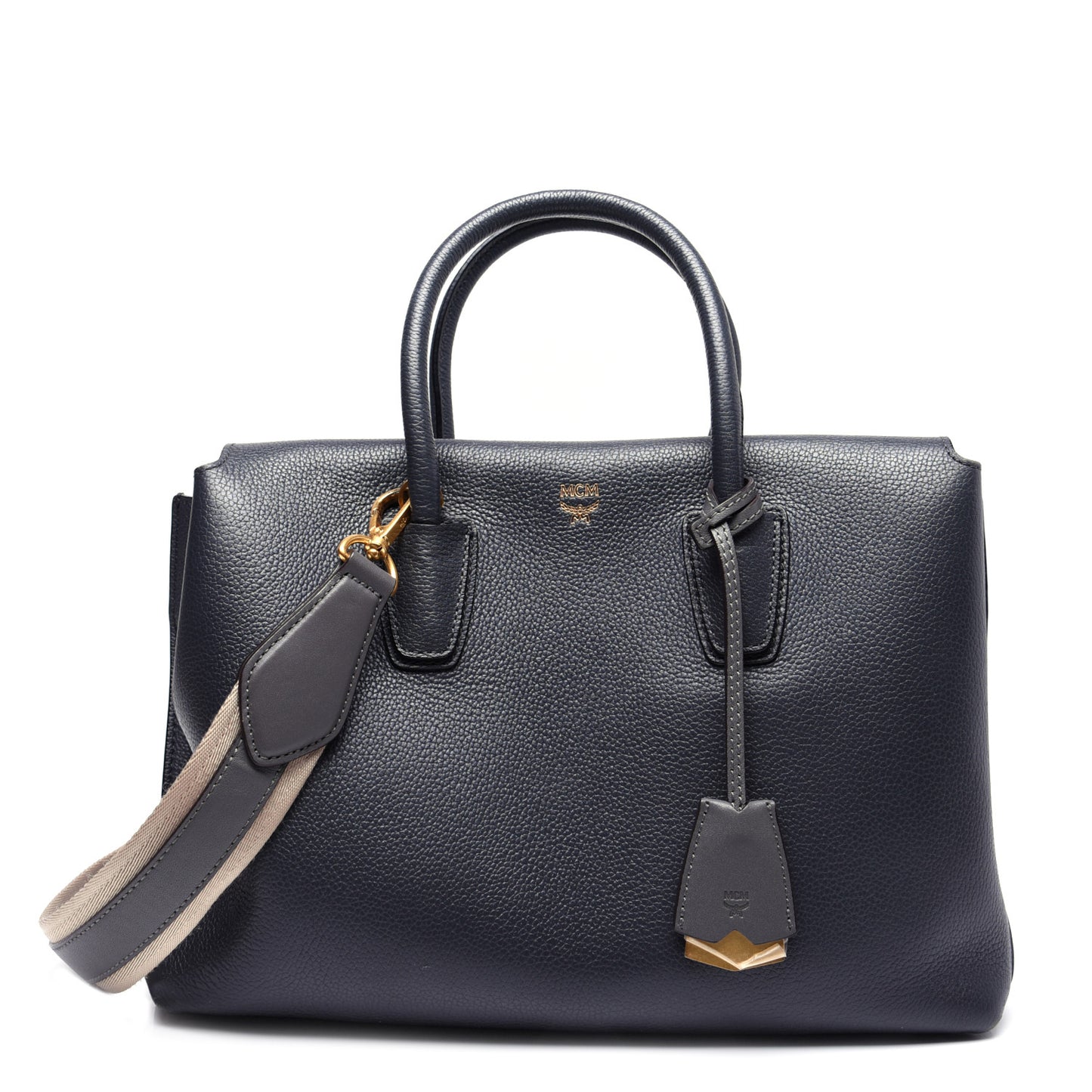 Grained Calfskin Medium Milla Tote Phantom Grey