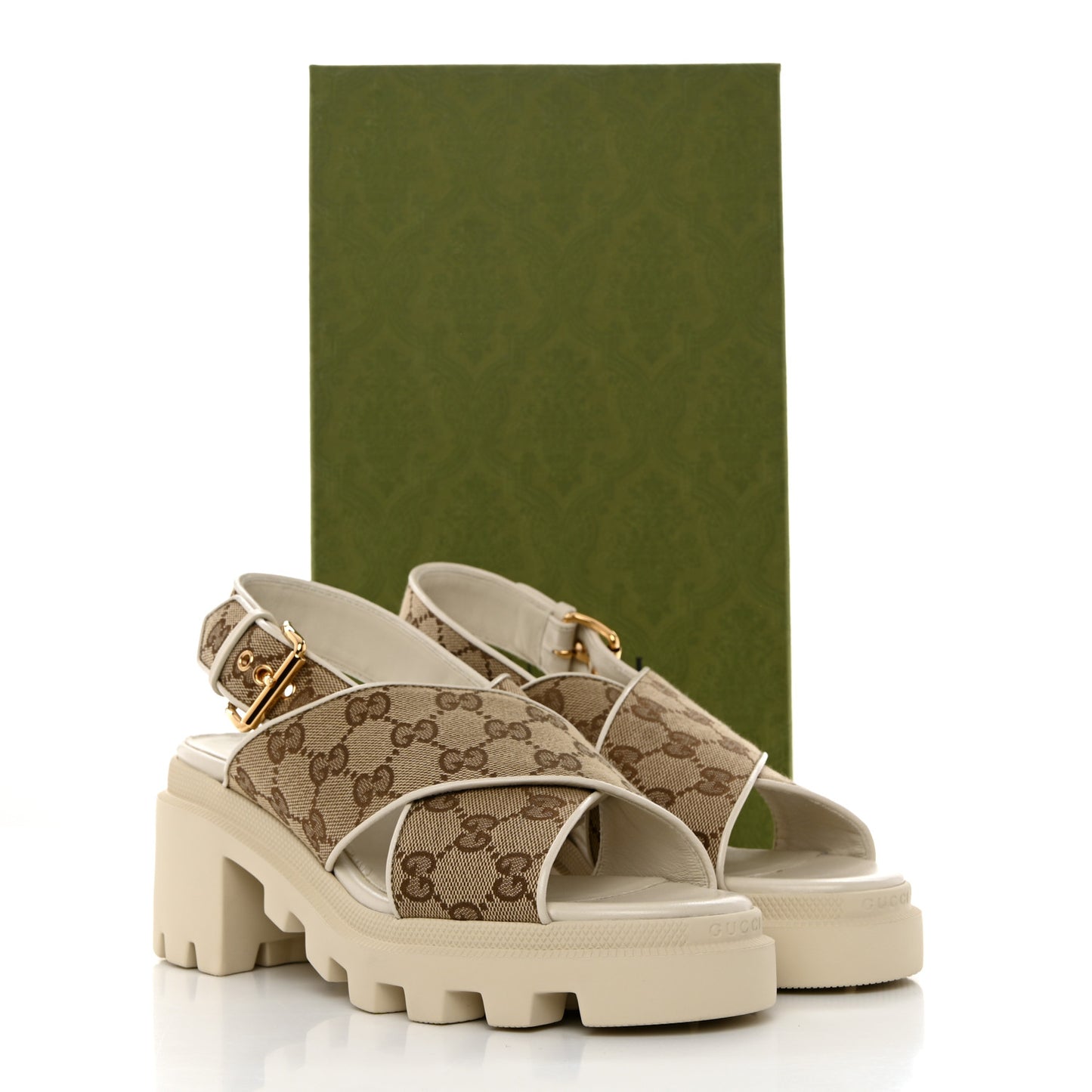 Monogram Granada Kid Trip 40/72mm Lug Sole Sandals 39 Beige Ebony Mystic White