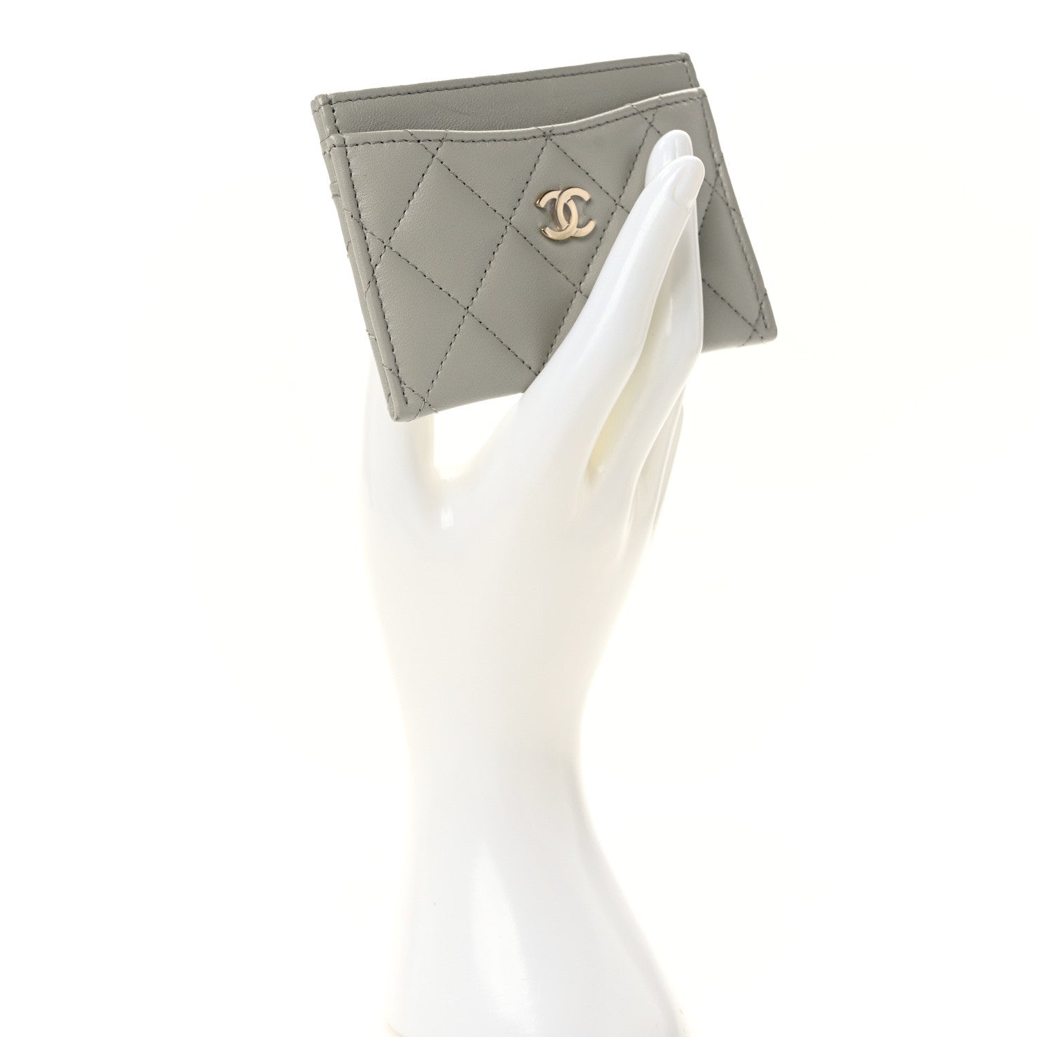 Chanel Lambskin Quilted Card Holder Grey 2 of 11