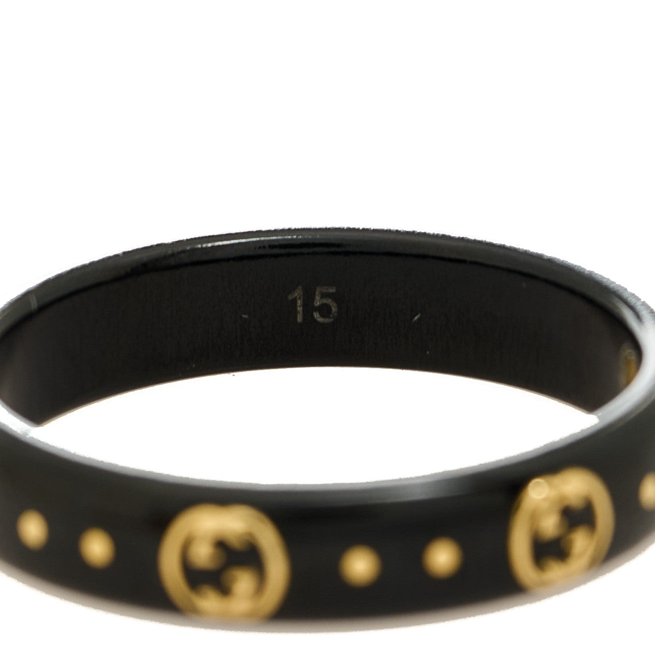 18K Yellow Gold Synthetic Corundum Icon Ring 55 7.25 Black