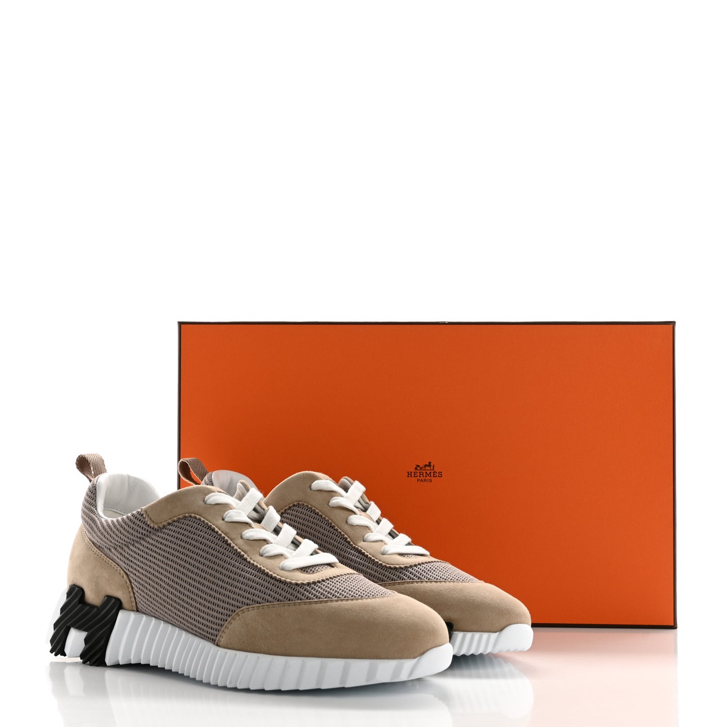 Air Mesh Suede Goatskin Bouncing Sneakers 38 Beige Camel