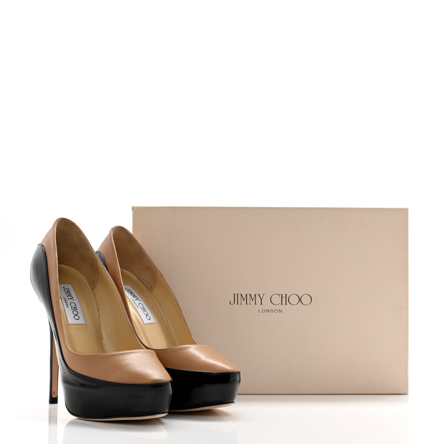 Patent Napa Sepia Platform Pumps 38 Beige Black