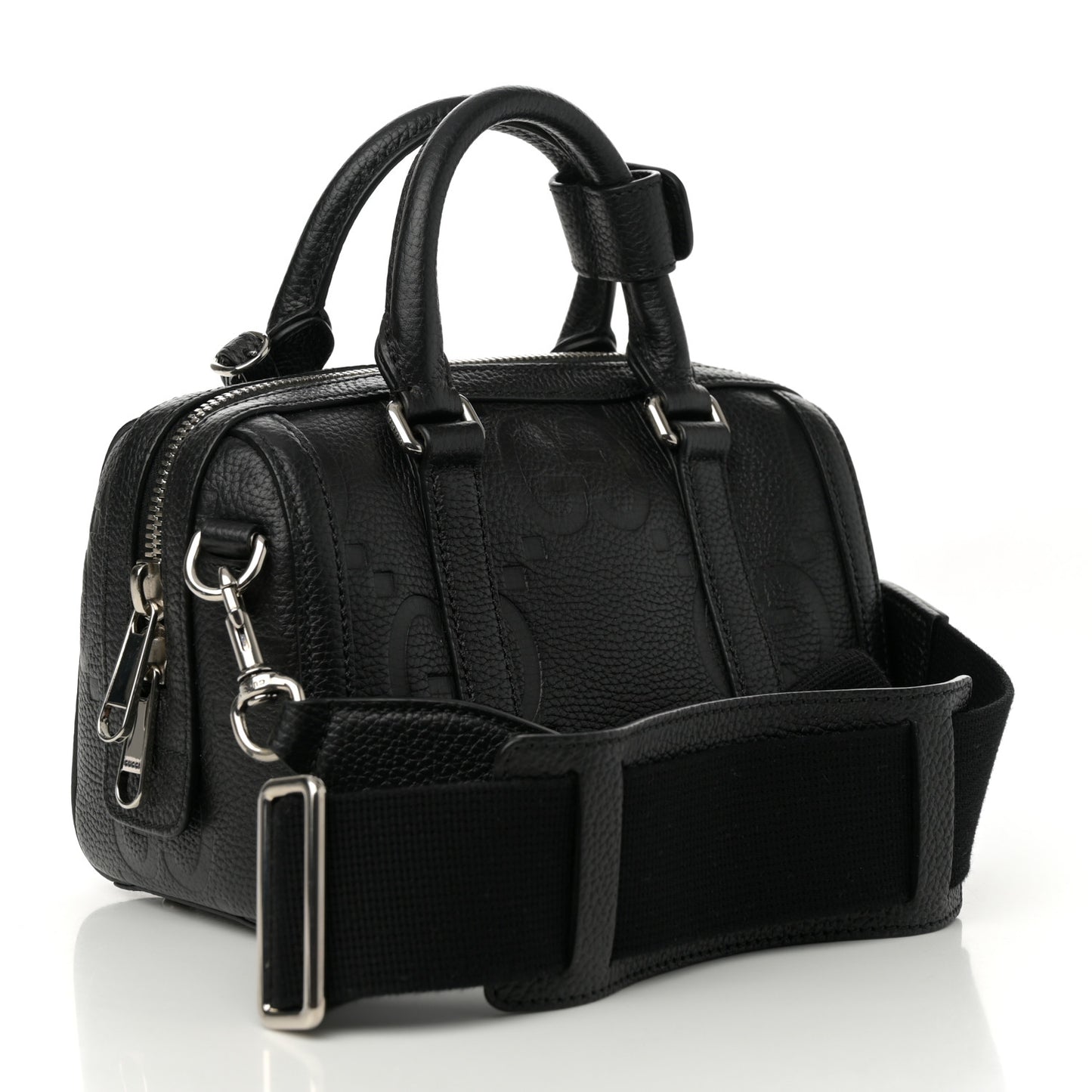 Piuma Calfskin Jumbo GG Embossed Mini Duffle Bag Black