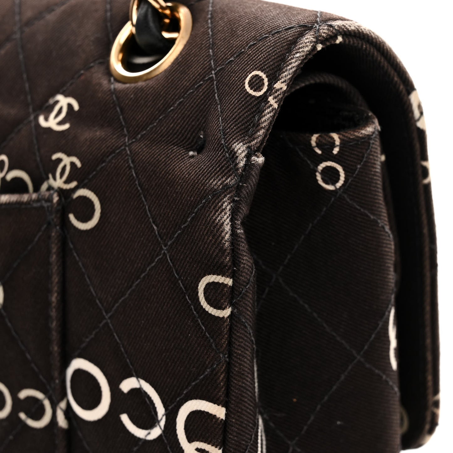 Canvas Coco Printed Quilted Medium Double Flap Black White