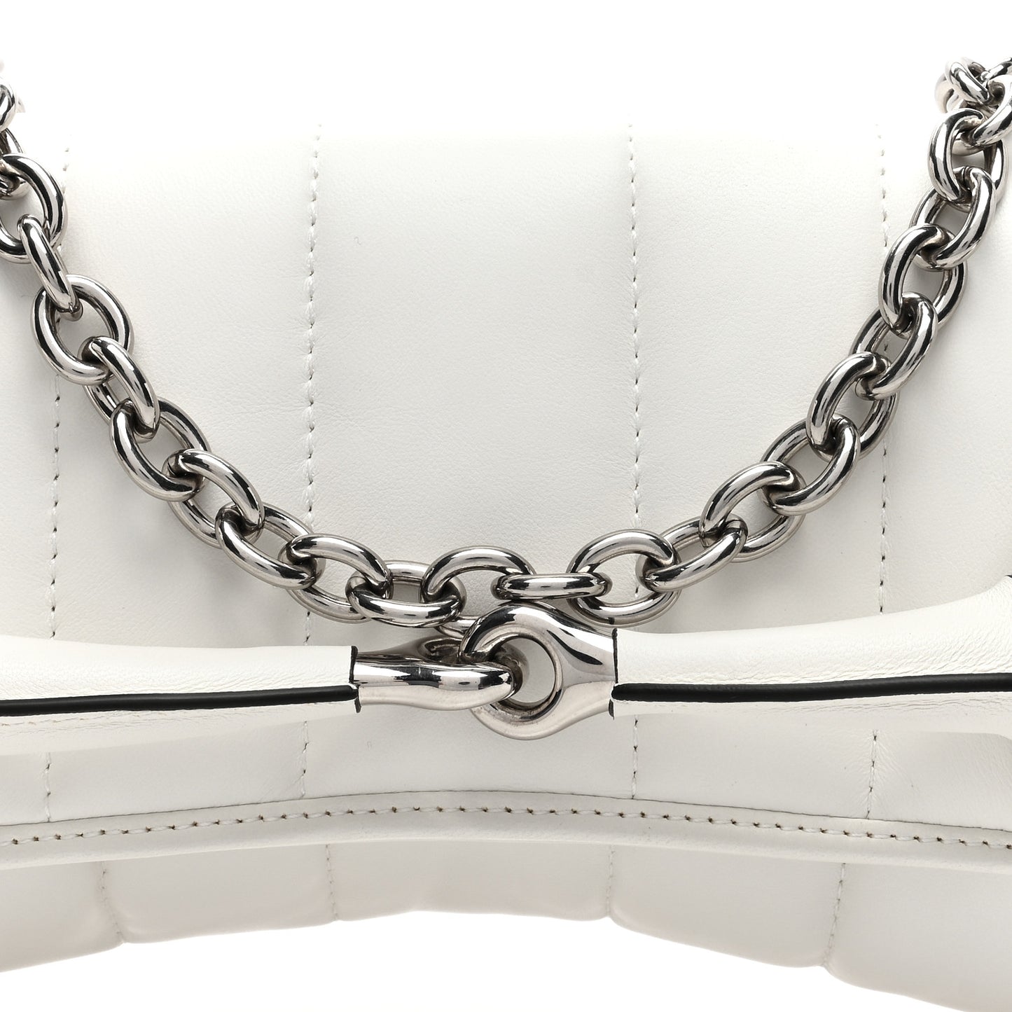 Nappa Vertical Matelasse Medium Maxi Horsebit Chain Shoulder Bag Mystic White