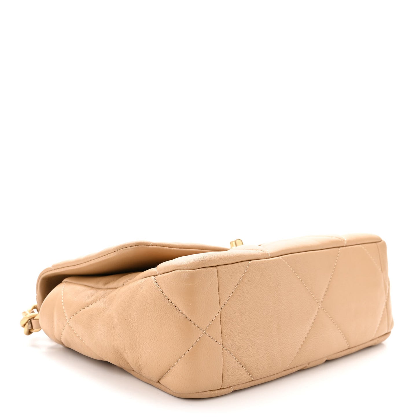 Goatskin Quilted Medium Chanel 19 Flap Beige