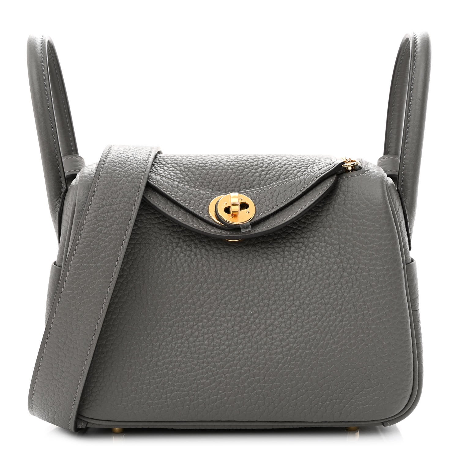 Hermes Taurillon Clemence Mini Lindy 20 Gris Meyer 1 of 11