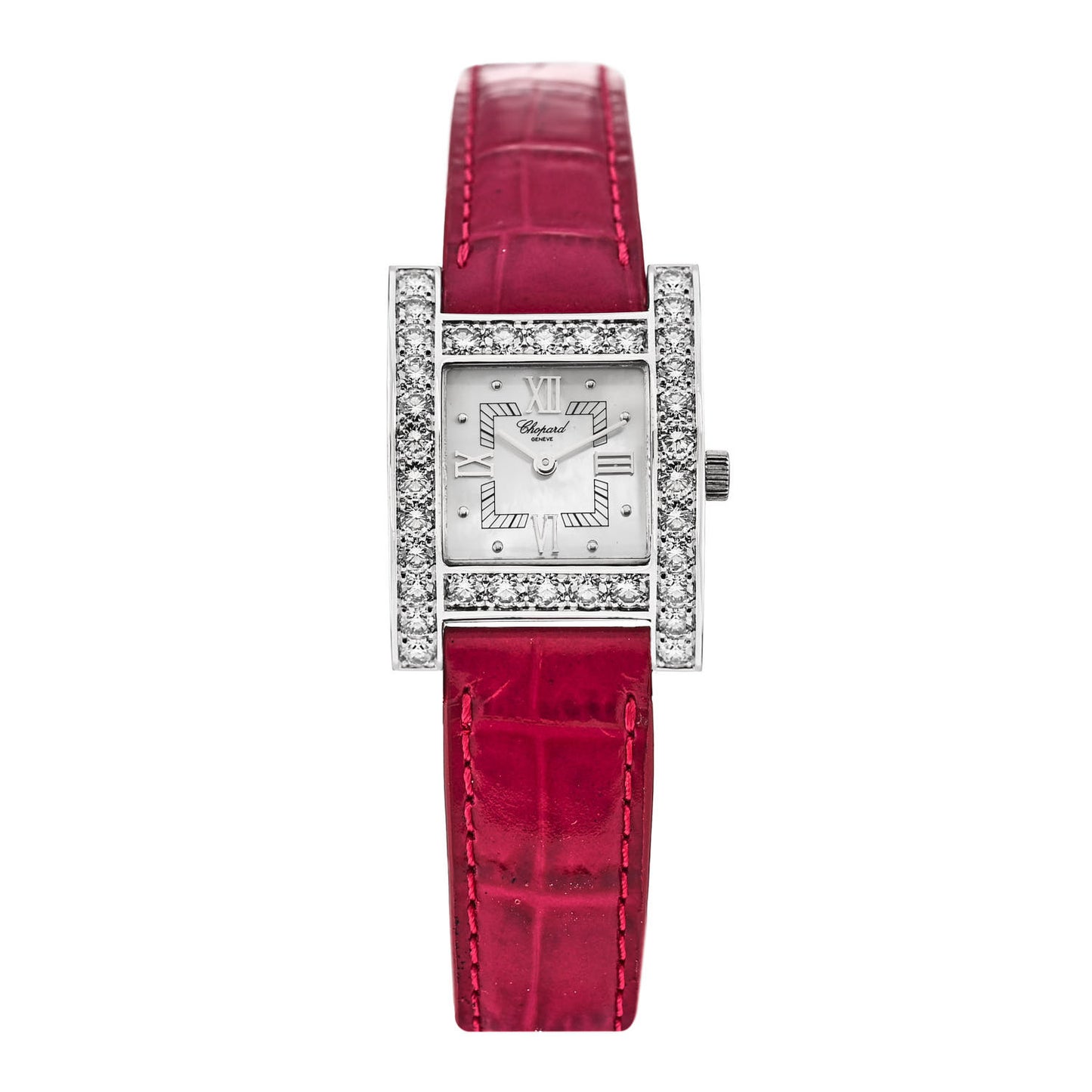 18K White Gold Alligator Diamond Bezel Mother of Pearl 24mm Quartz Watch