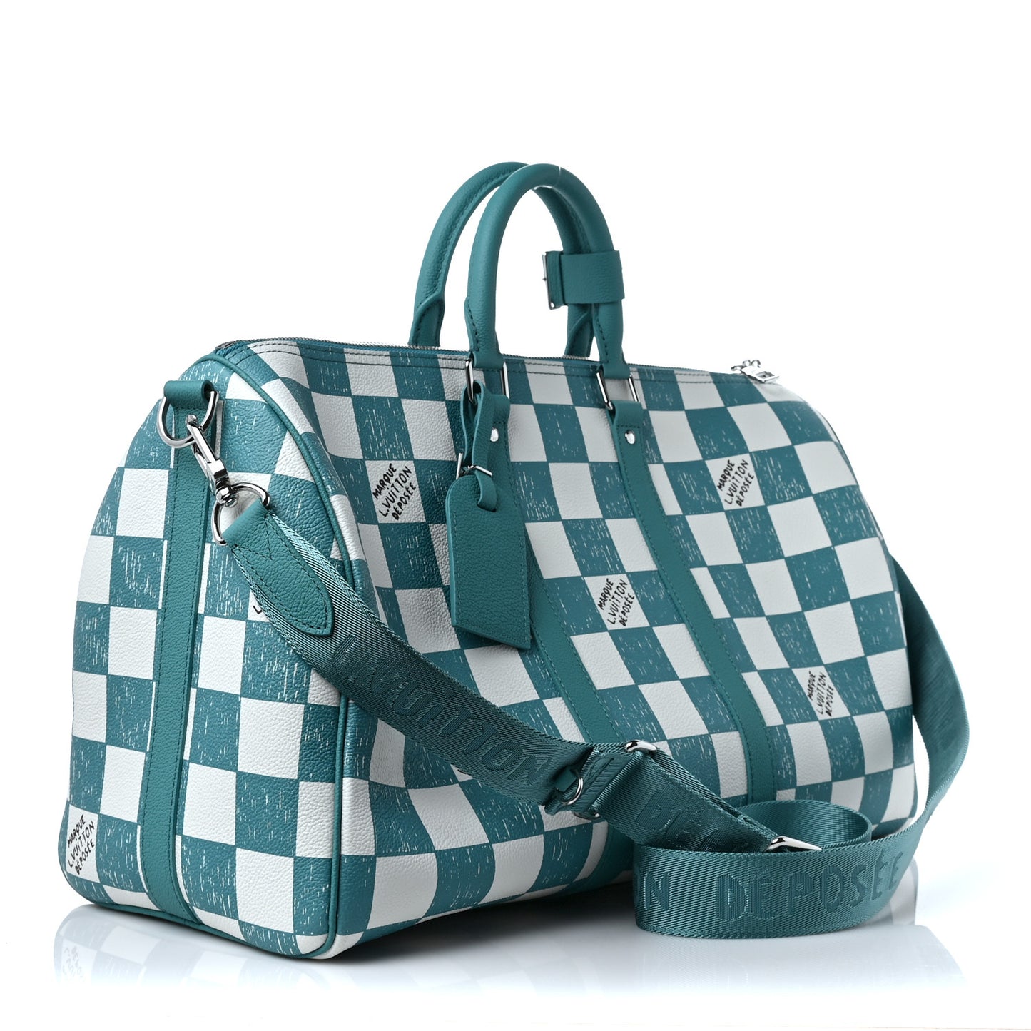 Calfskin Damier Keepall Bandouliere 45 Teal
