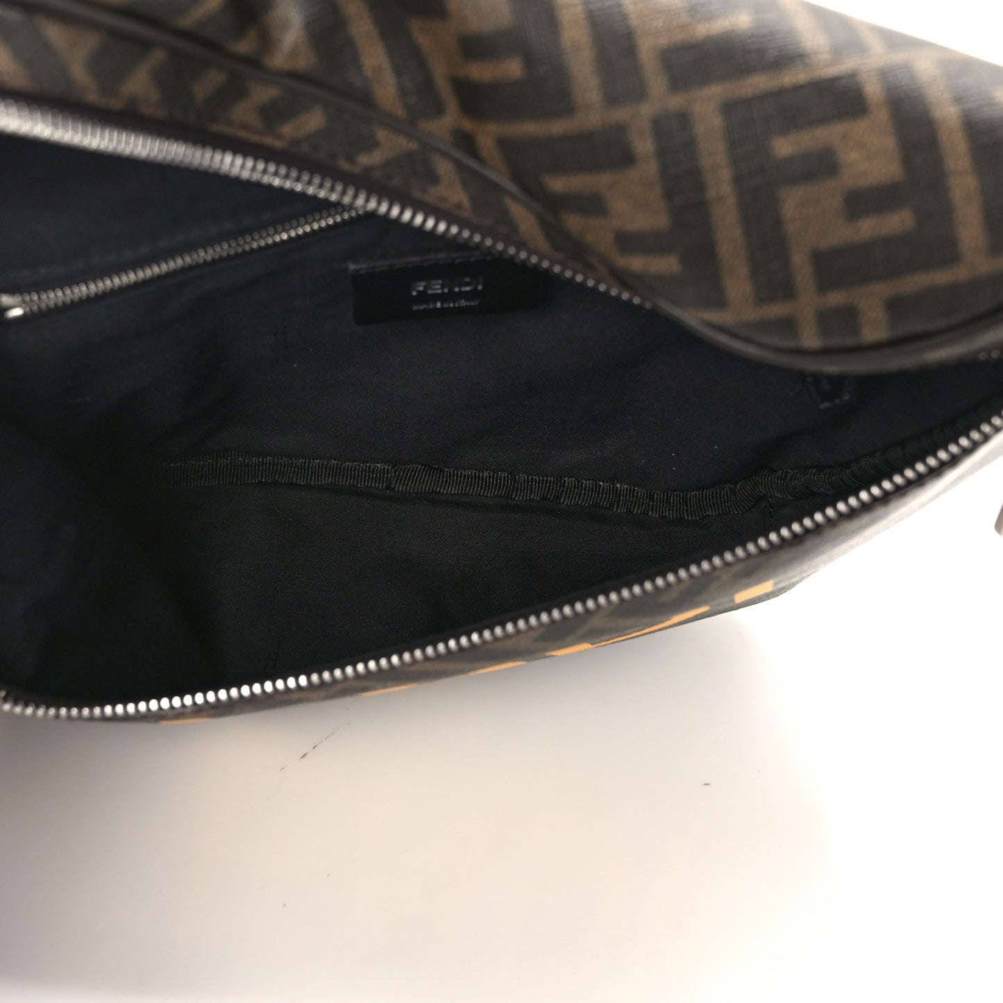 Shiny Glazed Fabric Vitello Cover FF 1974 Logo Belt Bag Tobacco Moro Giallo Ebano