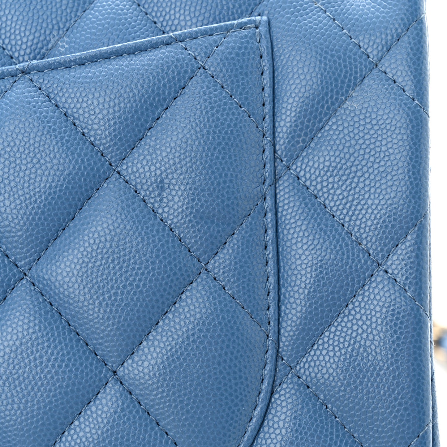 Caviar Quilted Jumbo Double Flap Blue