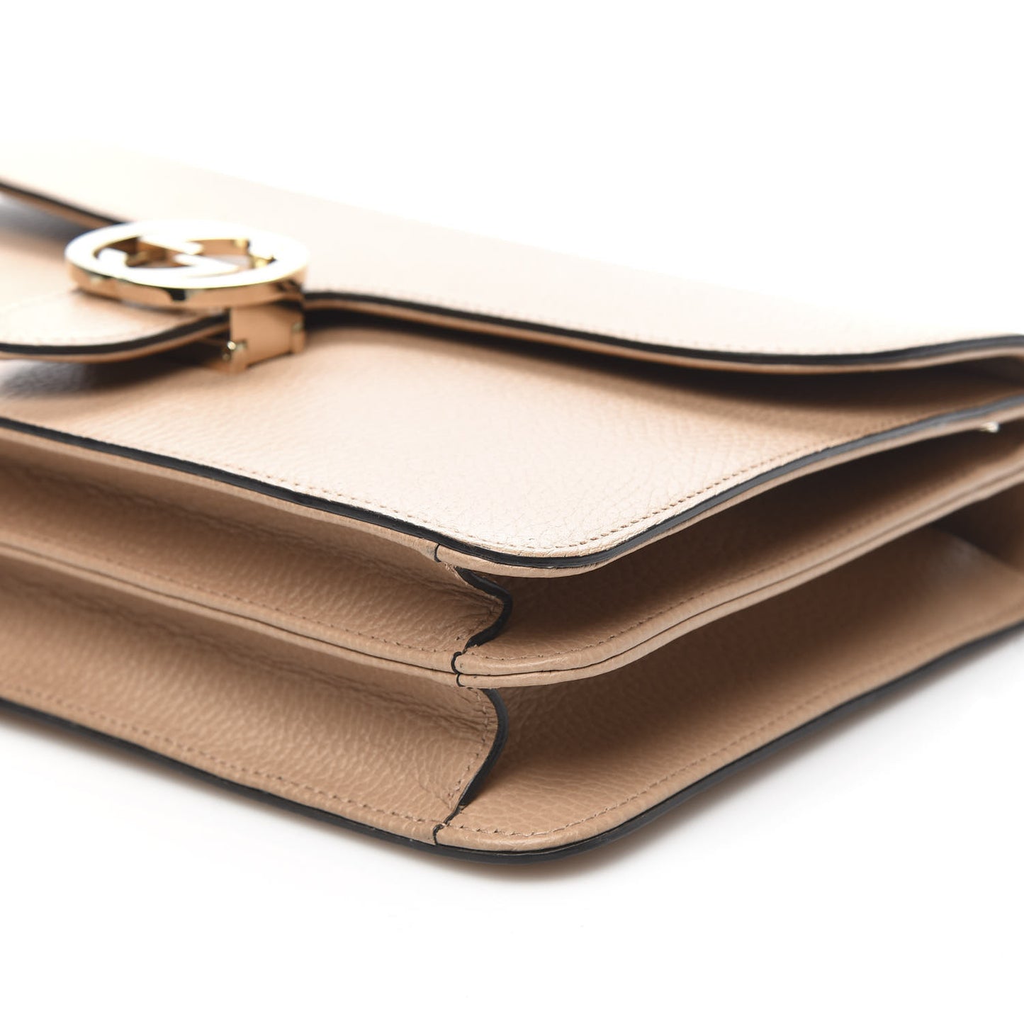 Dollar Calfskin Interlocking G Shoulder Bag Camelia