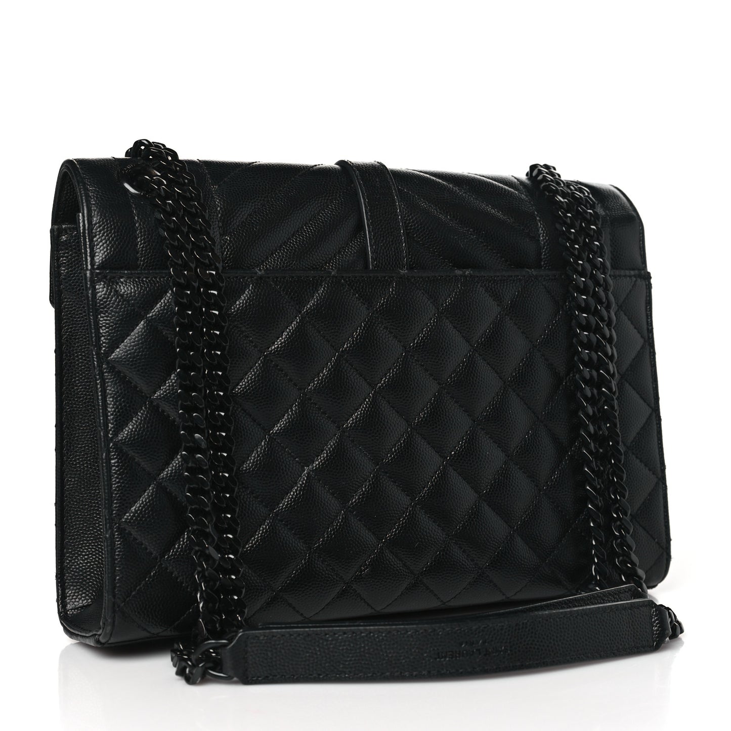 Grain De Poudre Textured Mixed Matelasse Triquilt Medium Monogram Monochrome Satchel Black