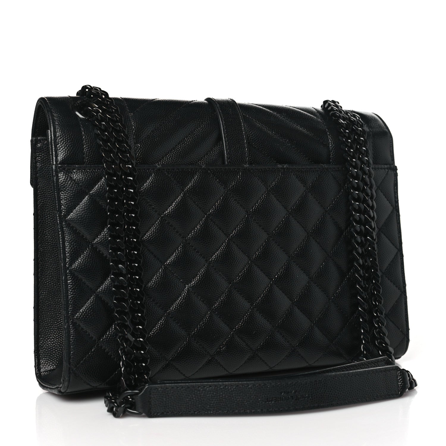 Saint Laurent Grain De Poudre Textured Mixed Matelasse Triquilt Medium Monogram Monochrome Satchel Black 3 of 9