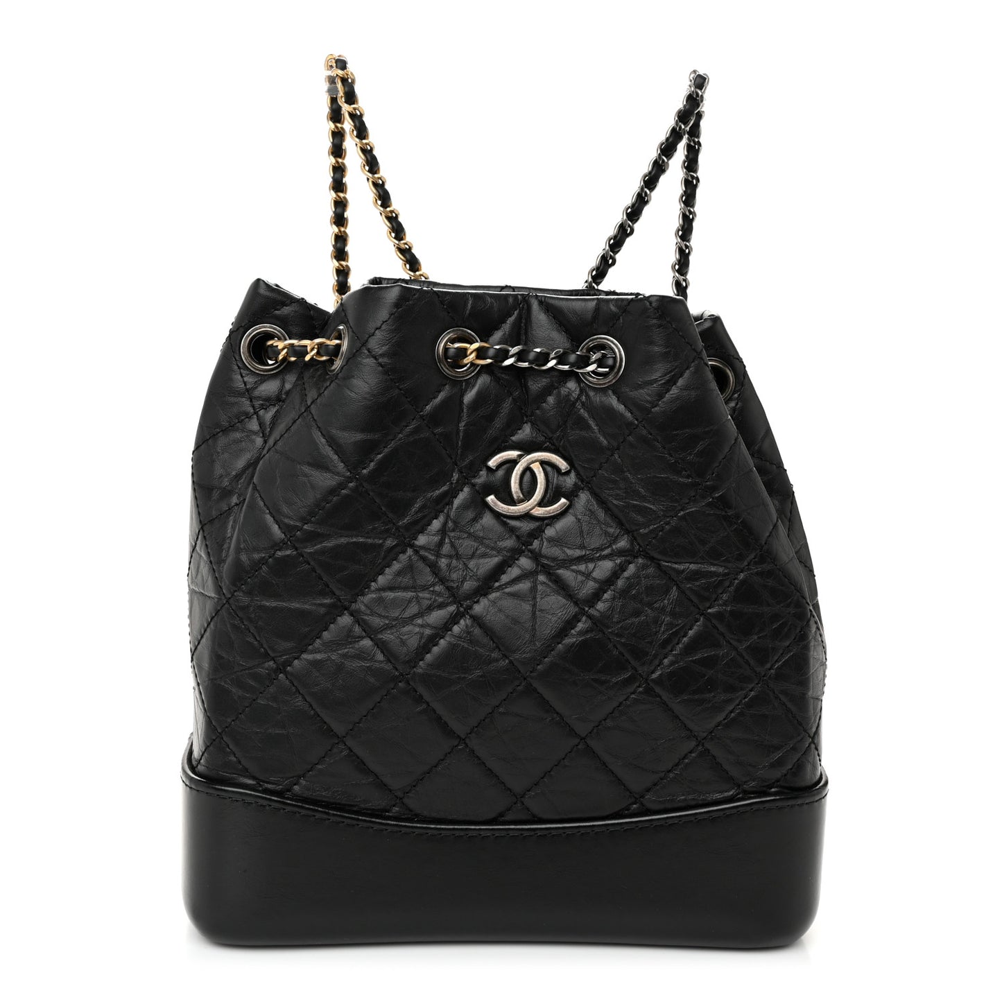 Aged Calfskin Quilted Small Gabrielle Backpack Black