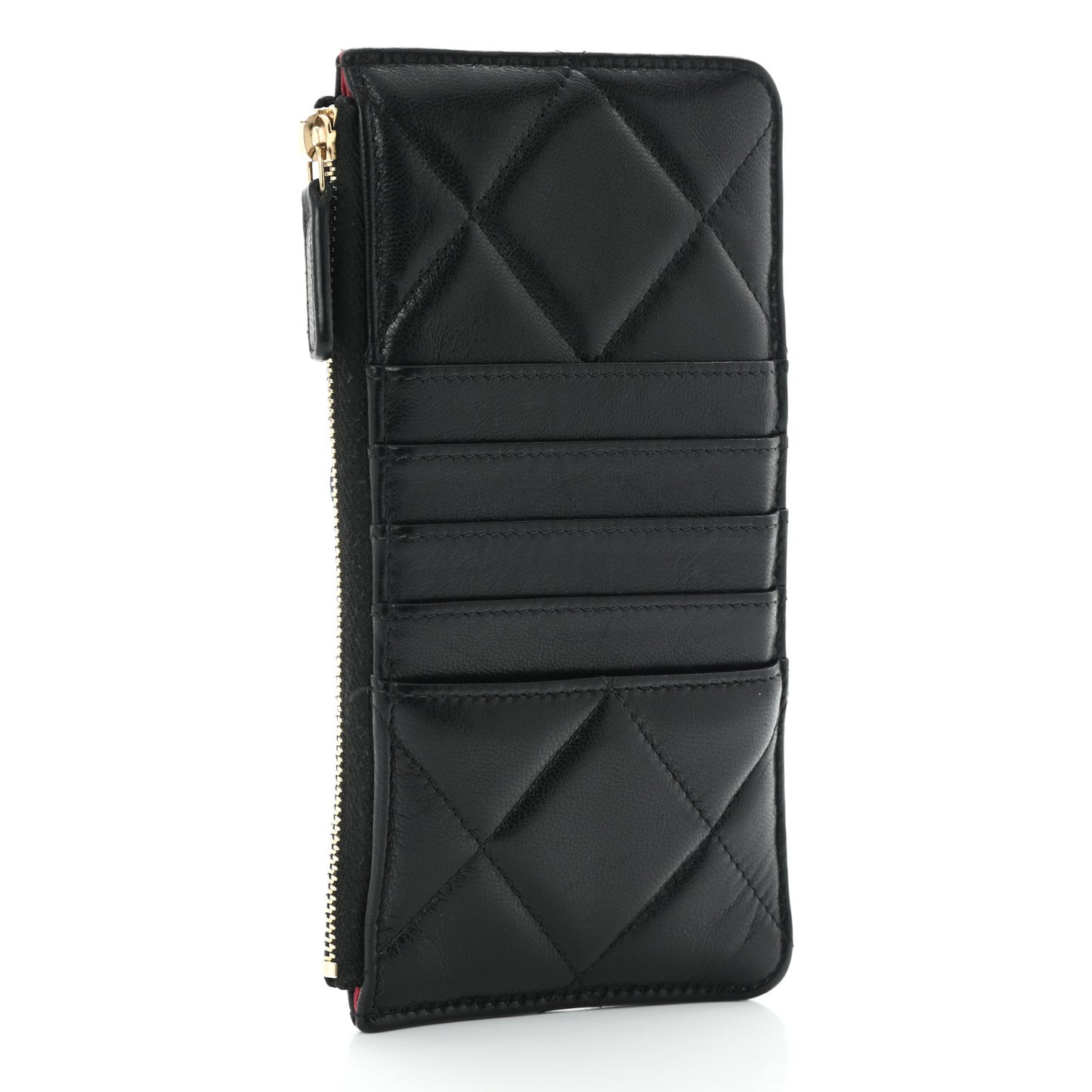 Lambskin Quilted Chanel 19 Phone and Card Holder Black