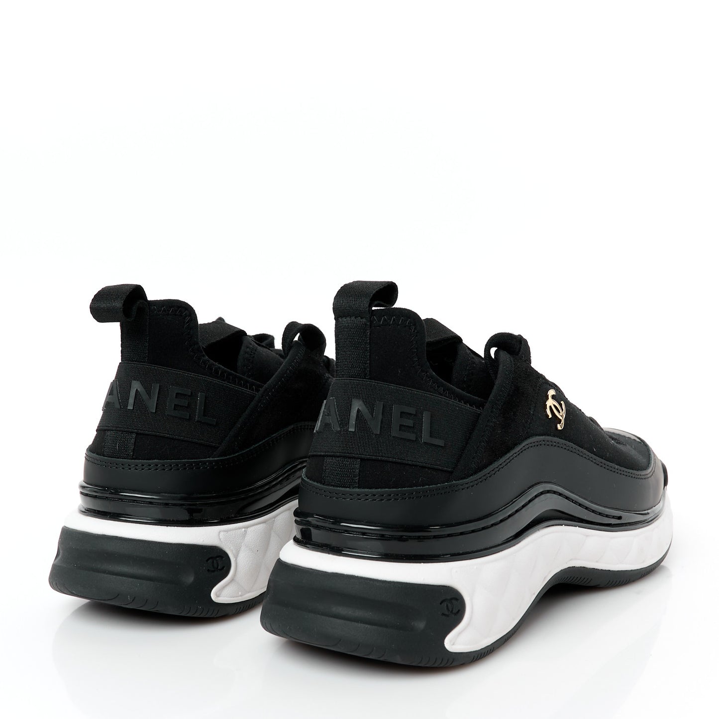 Velvet Calfskin Mixed Fibers CC Sneakers 40.5 Black