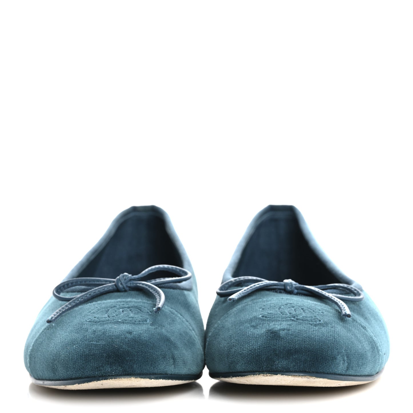 Velvet Cap Toe Ballerina Flats 39.5 Blue