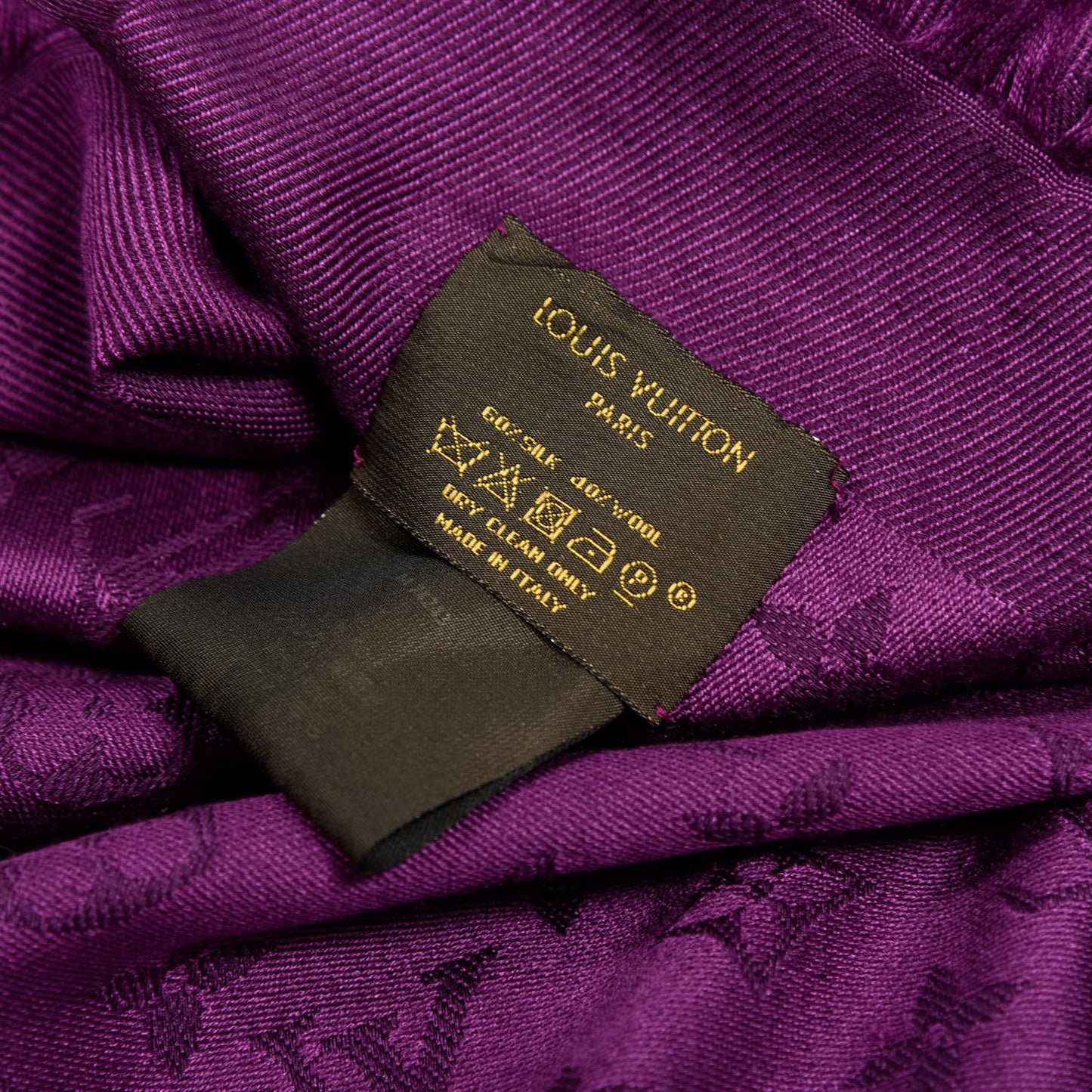 Wool Silk Monogram Shawl Cassis