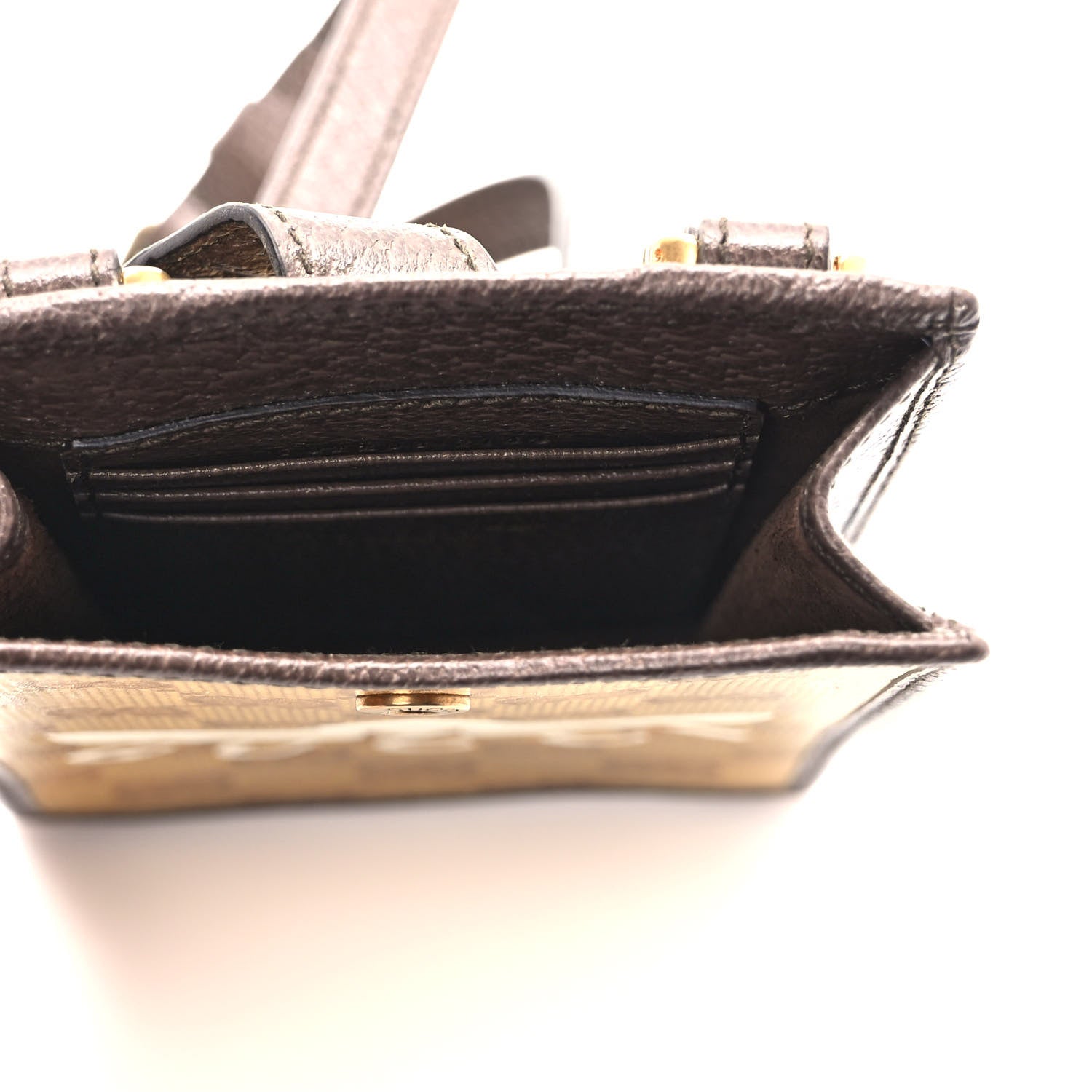 Gucci X ADIDAS Crystal Vintage Monogram Textured Dollar Calfskin Trefoil Logo Phone Crossbody Bag Mid Natural Nut Off White New Acero 5 of 8