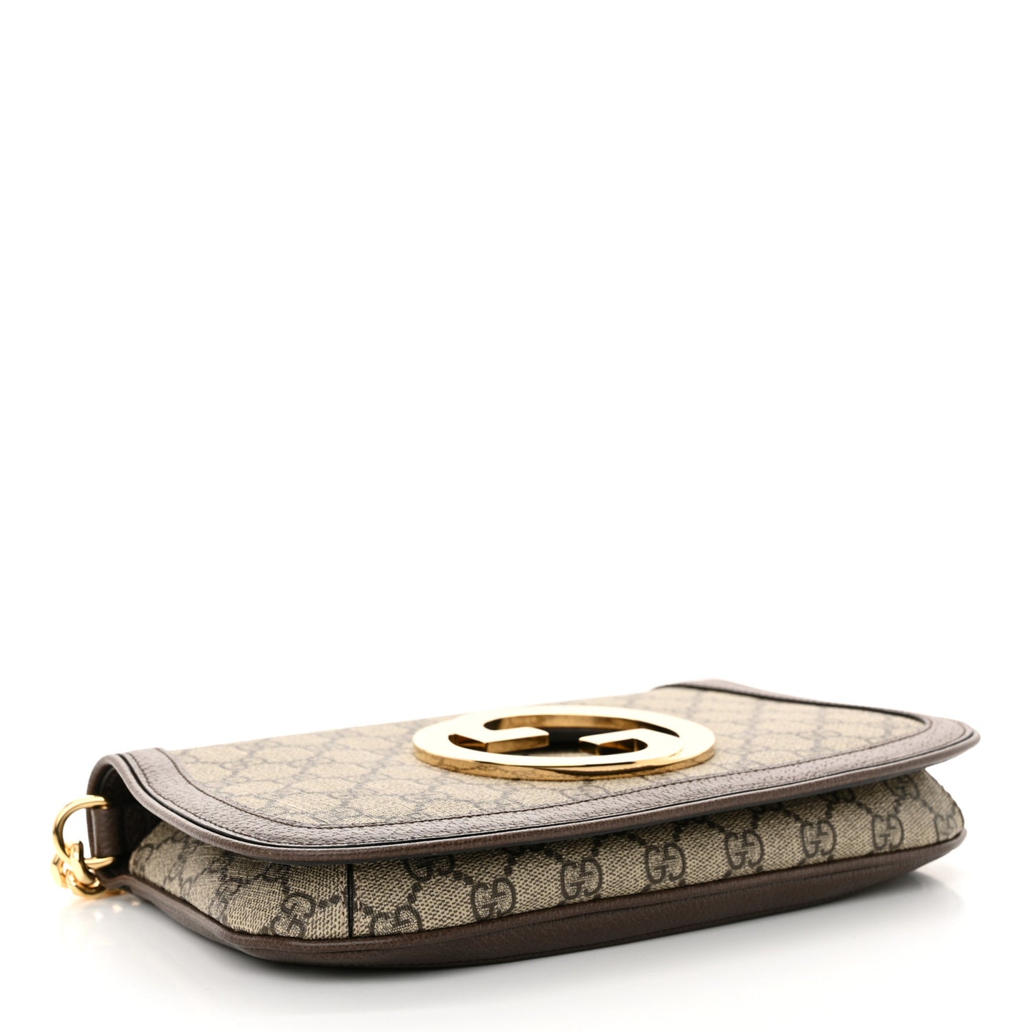 GG Supreme Monogram Textured Dollar Calfskin Blondie Chain Shoulder Flap Bag Beige Ebony New Acero