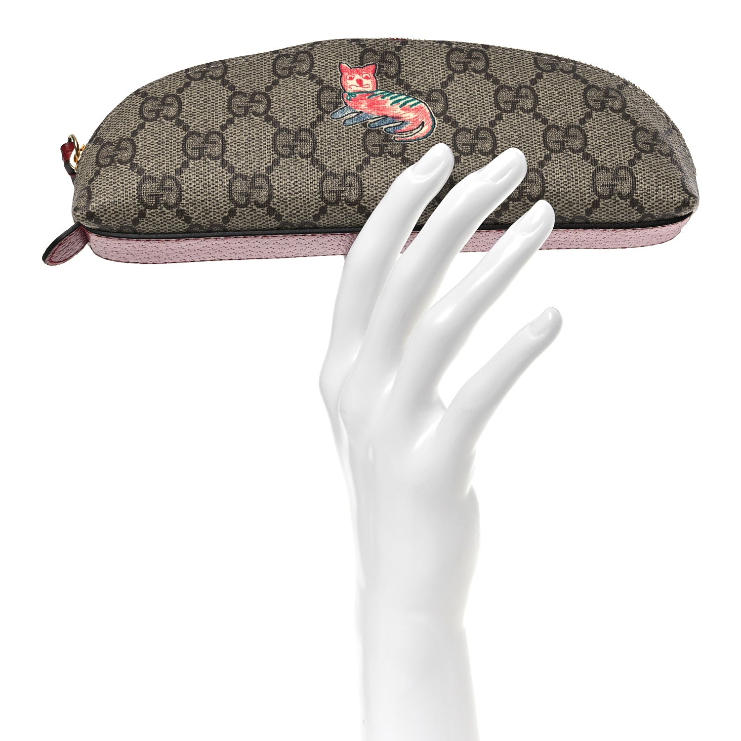 Gucci GG Supreme Monogram Cat Pencil Case Beige Ebony 2 of 9