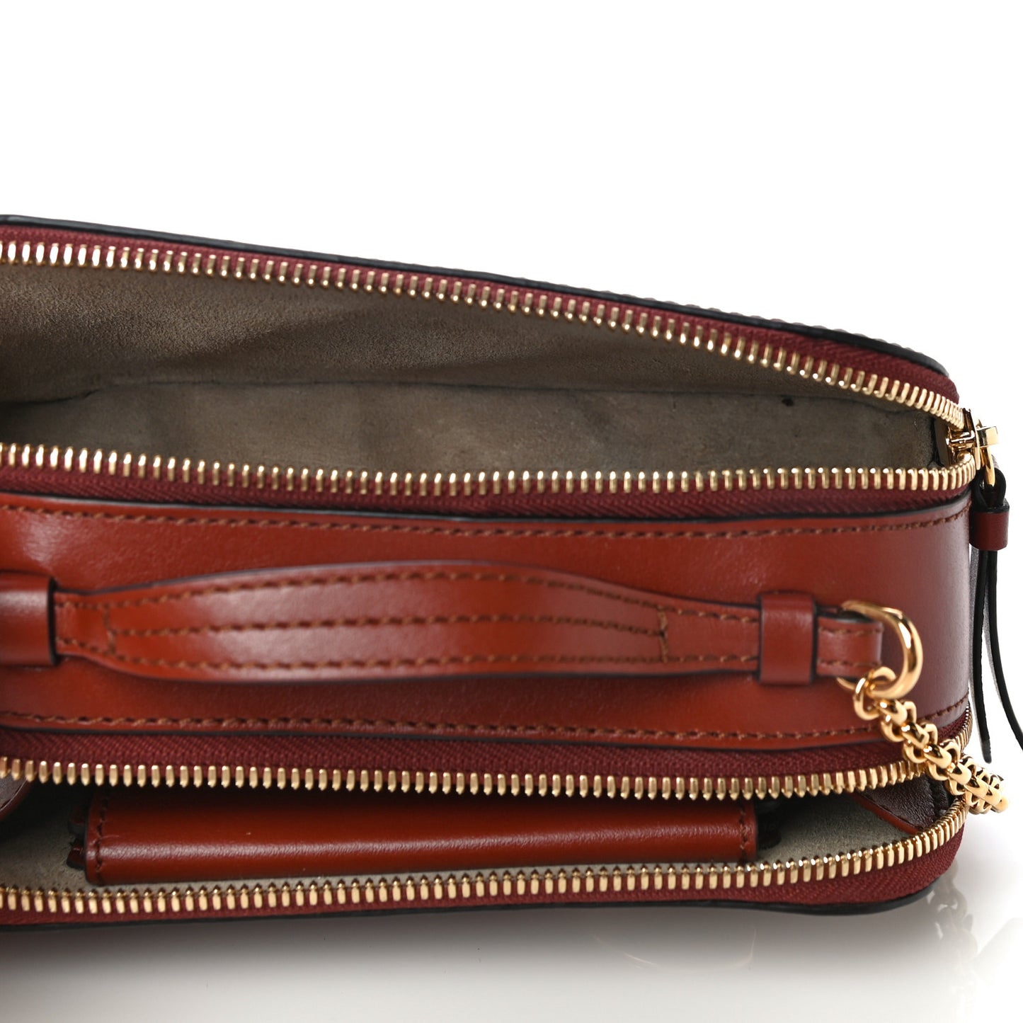 Shiny Calfskin Mini Vanity C Bag Sepia Brown