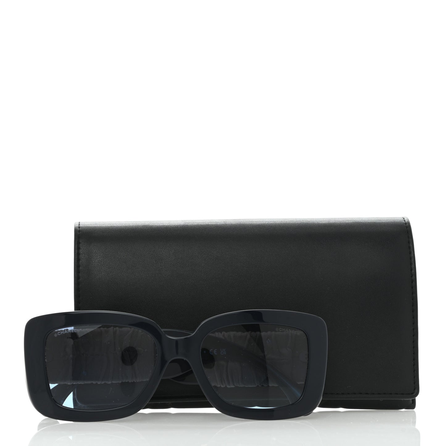 Acetate Calfskin Square Sunglasses 5473-Q-A Black Beige