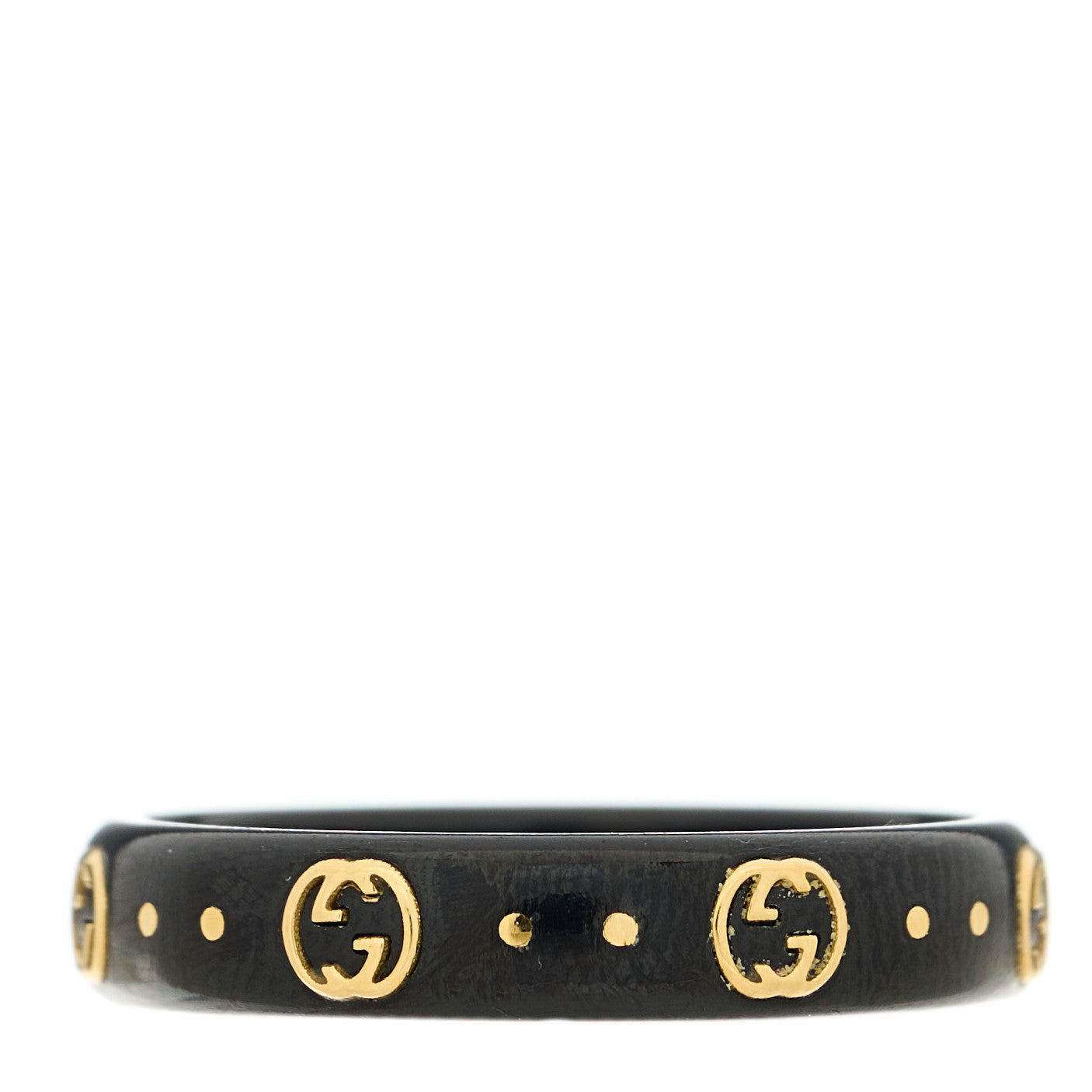 18K Yellow Gold Synthetic Corundum Icon Ring 55 7.25 Black