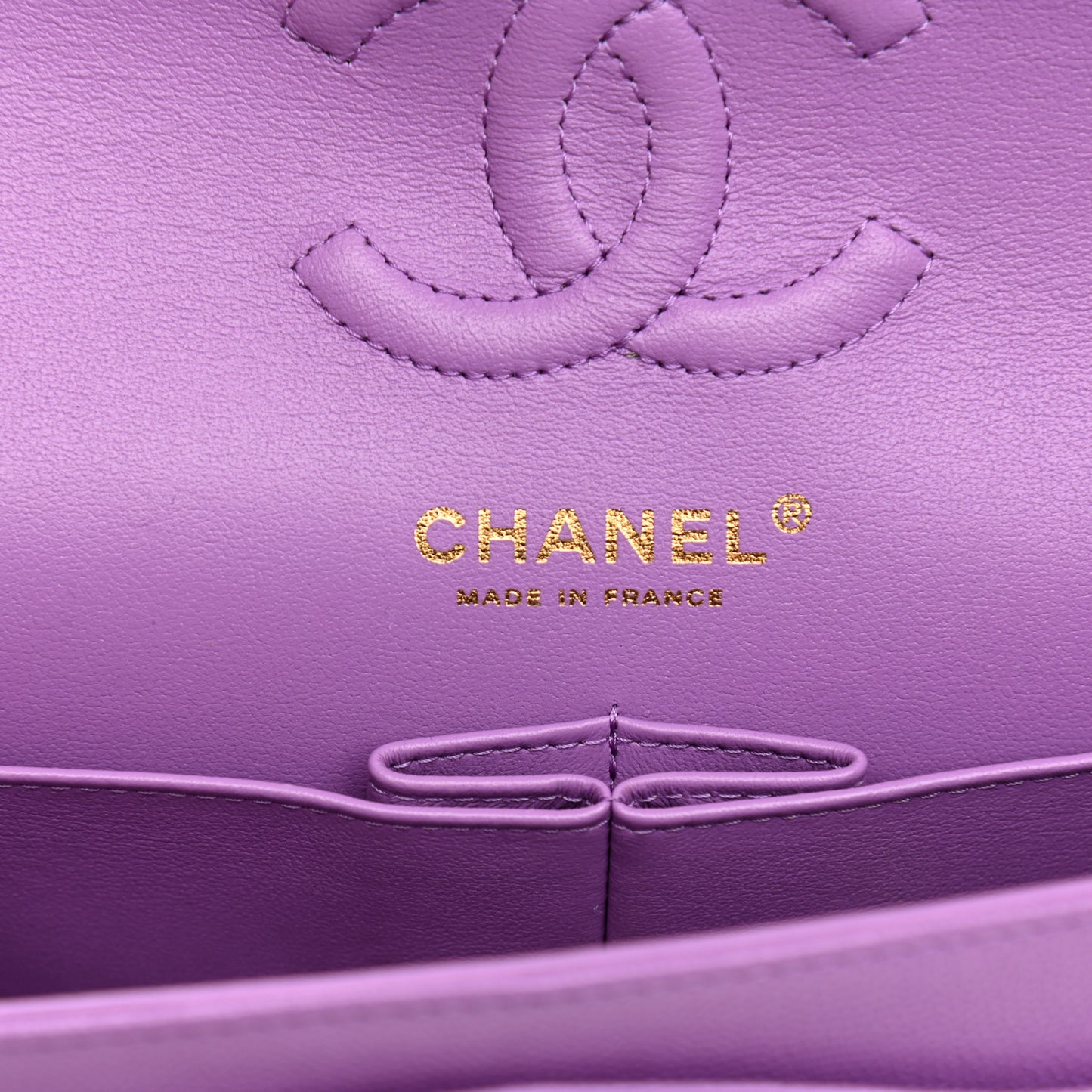 Caviar Quilted Small Double Flap Purple