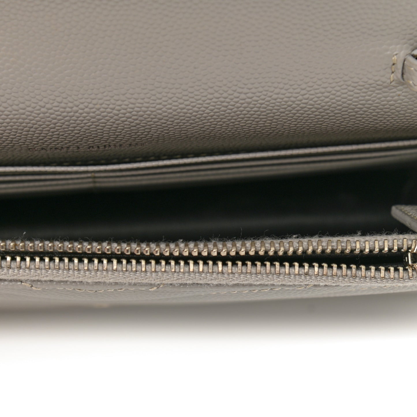 Grain De Poudre Matelasse Chevron Monogram Envelope Chain Wallet Granite
